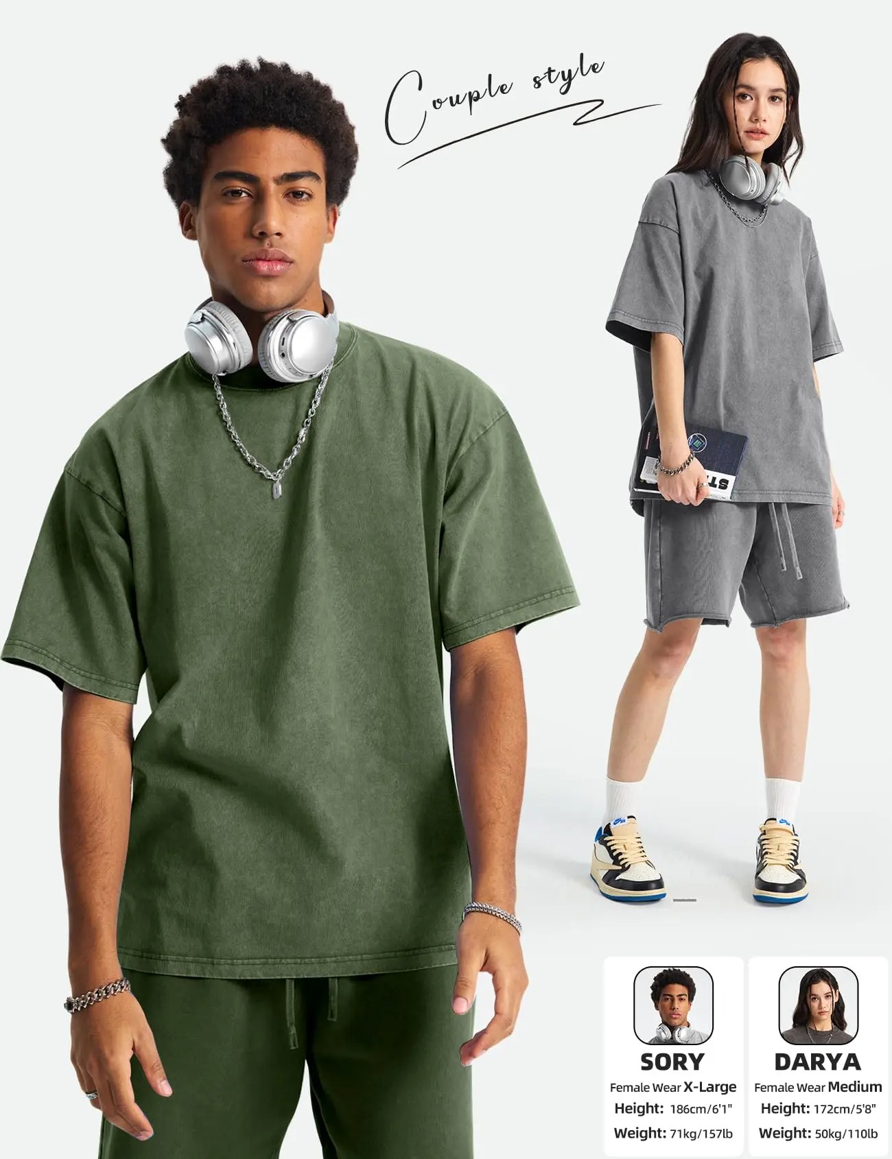 Unisex Acid Wash Oversized Cotton T-Shirts Crew Neck Half Sleeve Loose Casual Streetwear Summer Tops