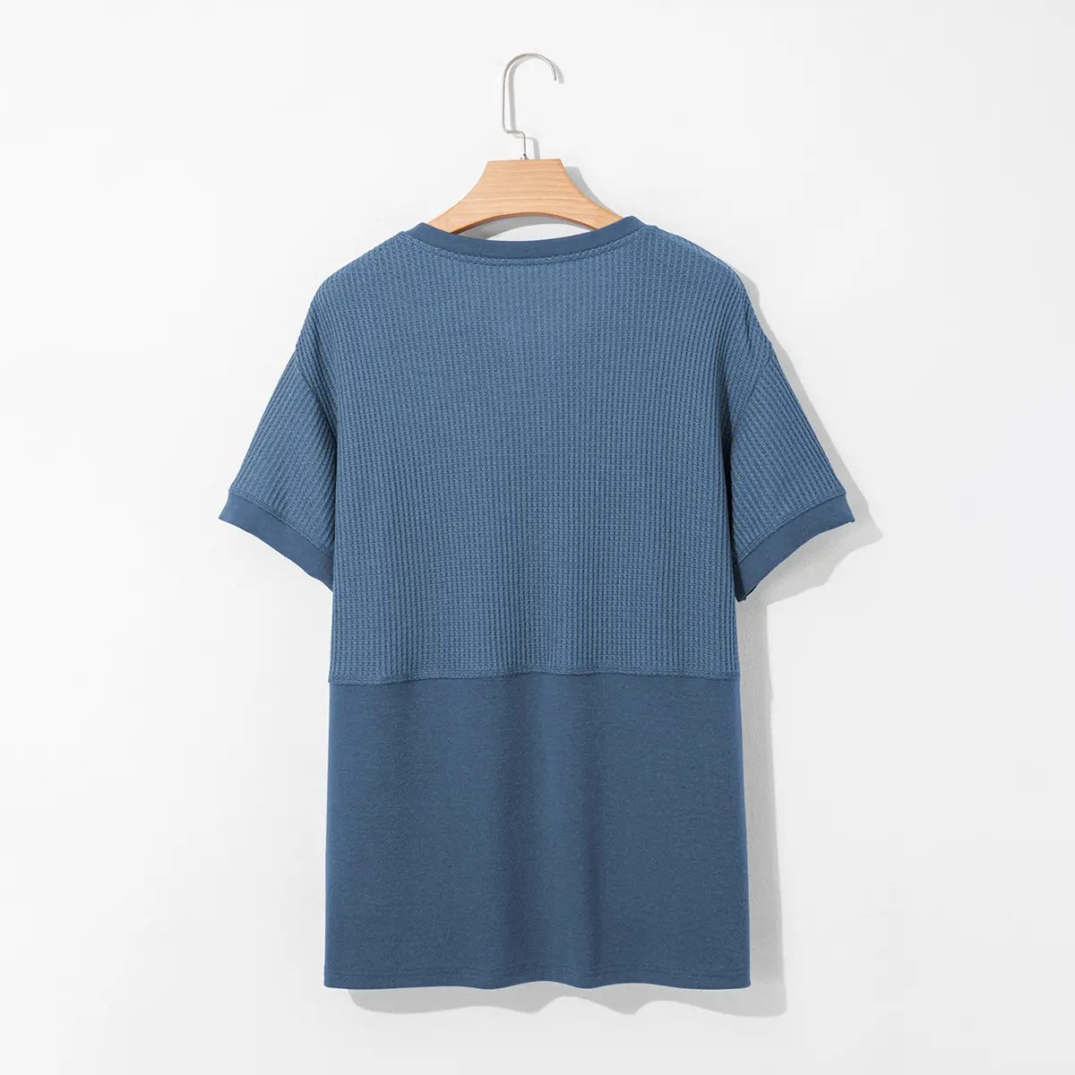 Women's Waffle Knit V-Neck Tunic Top Casual Short Sleeve Loose Fit Lightweight Summer Shirt for Beach Party Back to School Daily Wear