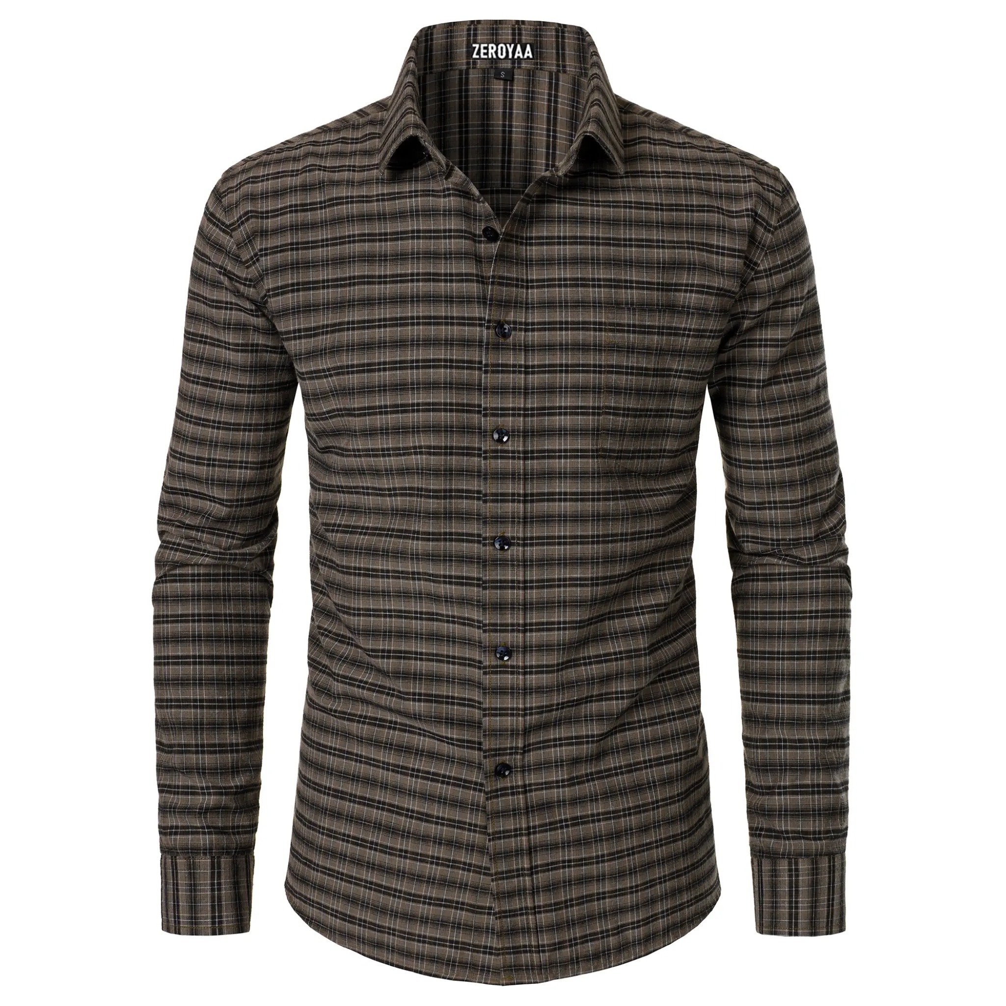 Men's Plaid Gingham Slim Fit Dress Shirt Long Sleeve Classic Button Down Lightweight Casual Formal School Outfit