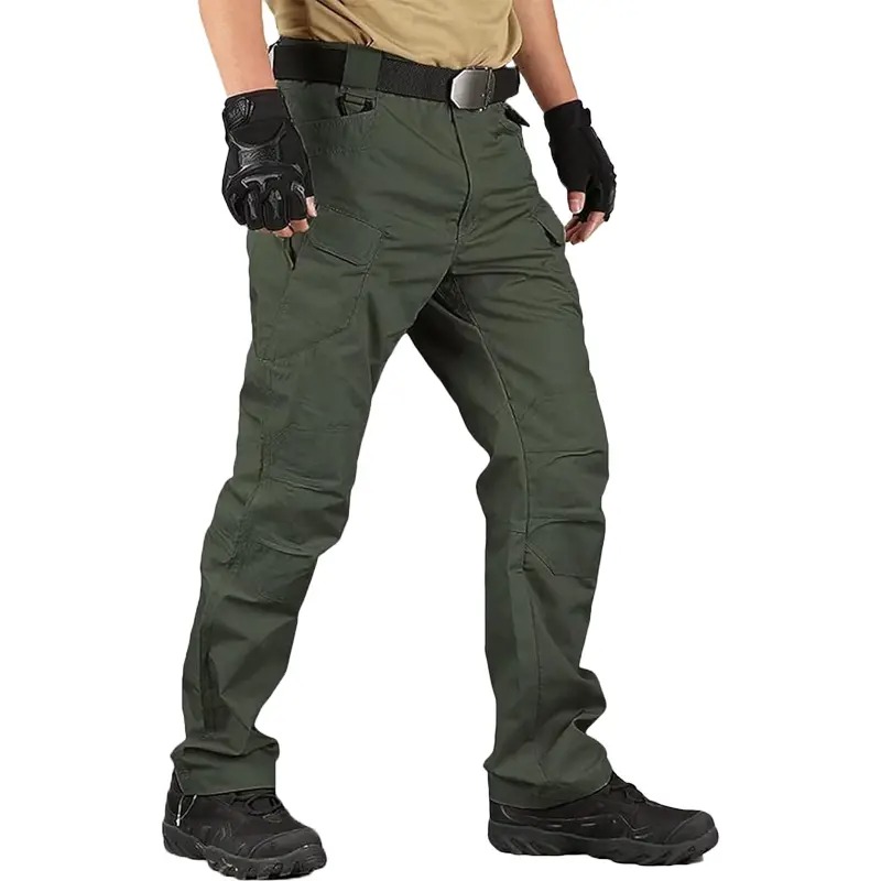 Men's Lightweight Straight Leg Cargo Pants Durable Casual Outdoor Pants with Zipper Pockets