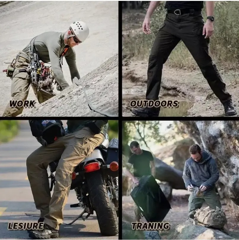 Men's Lightweight Straight Leg Cargo Pants Durable Casual Outdoor Pants with Zipper Pockets