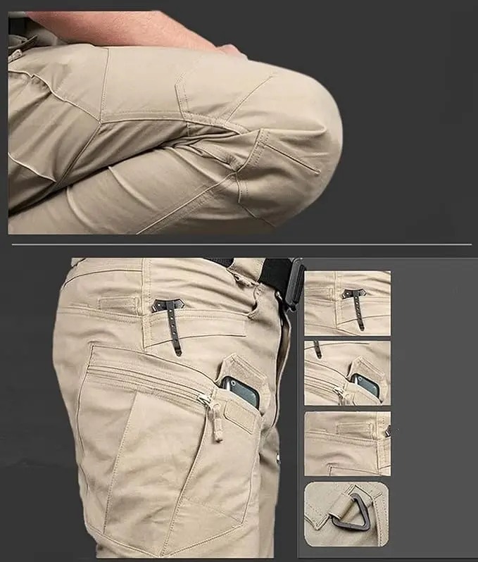 Men's Lightweight Straight Leg Cargo Pants Durable Casual Outdoor Pants with Zipper Pockets