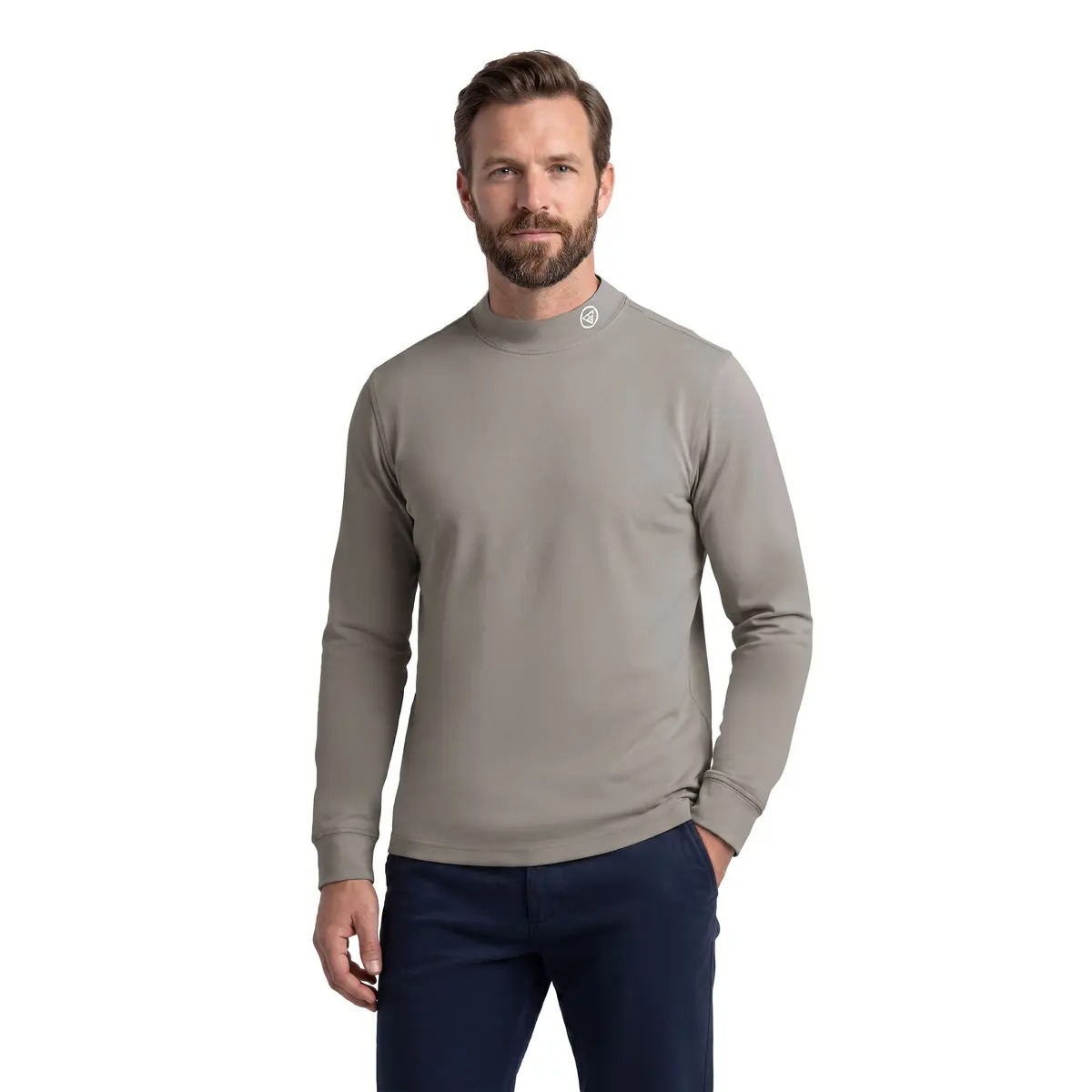 Men's Heather Mock Neck Thermal Long Sleeve Top, Basic Soft Undershirt Knit Sweater for Golf & Daily Casual Wear