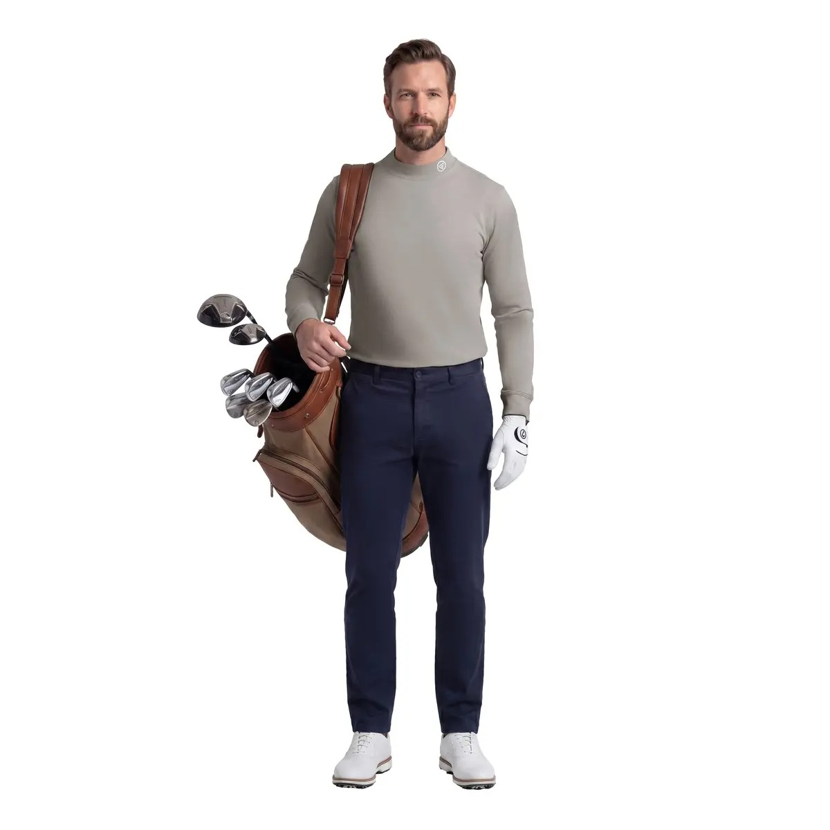 Men's Heather Mock Neck Thermal Long Sleeve Top, Basic Soft Undershirt Knit Sweater for Golf & Daily Casual Wear