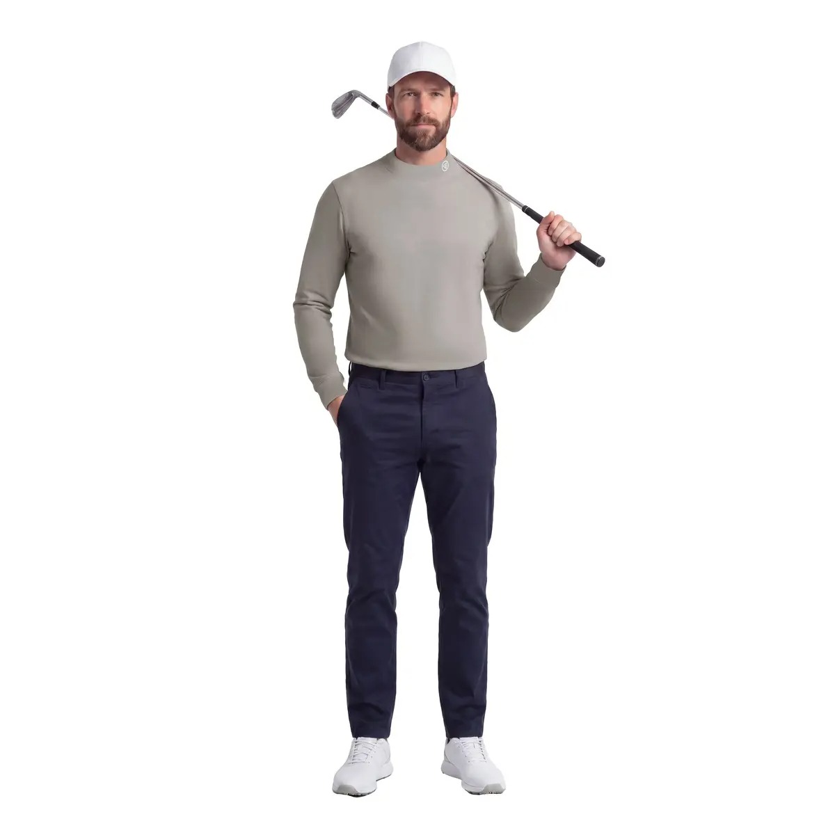 Men's Heather Mock Neck Thermal Long Sleeve Top, Basic Soft Undershirt Knit Sweater for Golf & Daily Casual Wear