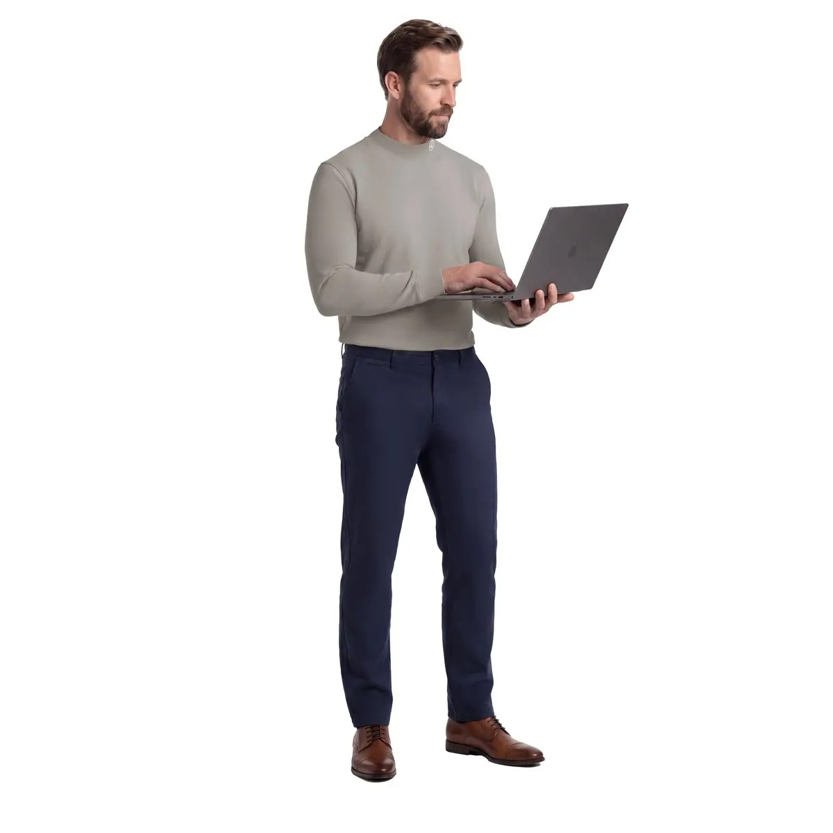 Men's Heather Mock Neck Thermal Long Sleeve Top, Basic Soft Undershirt Knit Sweater for Golf & Daily Casual Wear