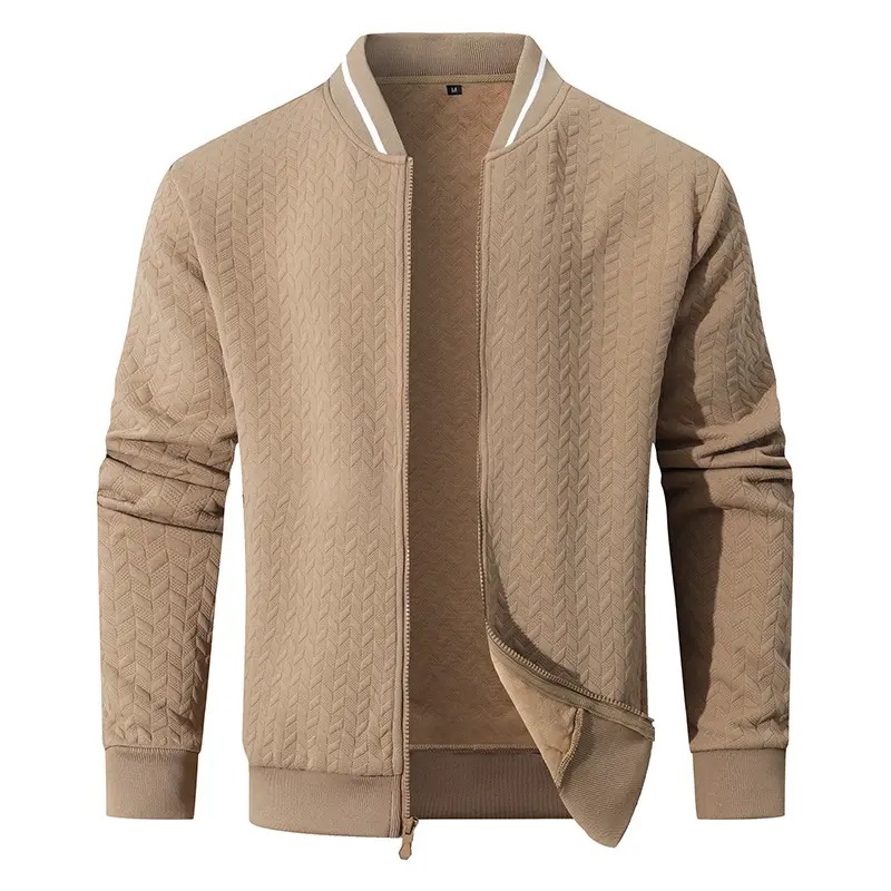 Men's Plain Varsity Bomber Jacket Lightweight Zip‑Up Stand Collar Coat Fitted Long Sleeve Outerwear