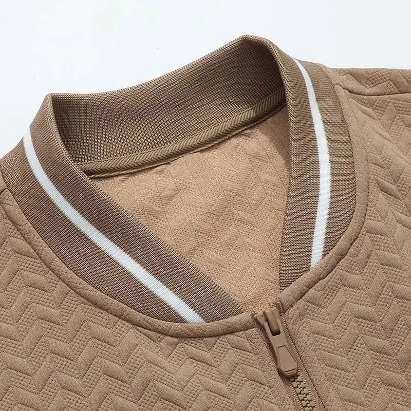 Men's Plain Varsity Bomber Jacket Lightweight Zip‑Up Stand Collar Coat Fitted Long Sleeve Outerwear