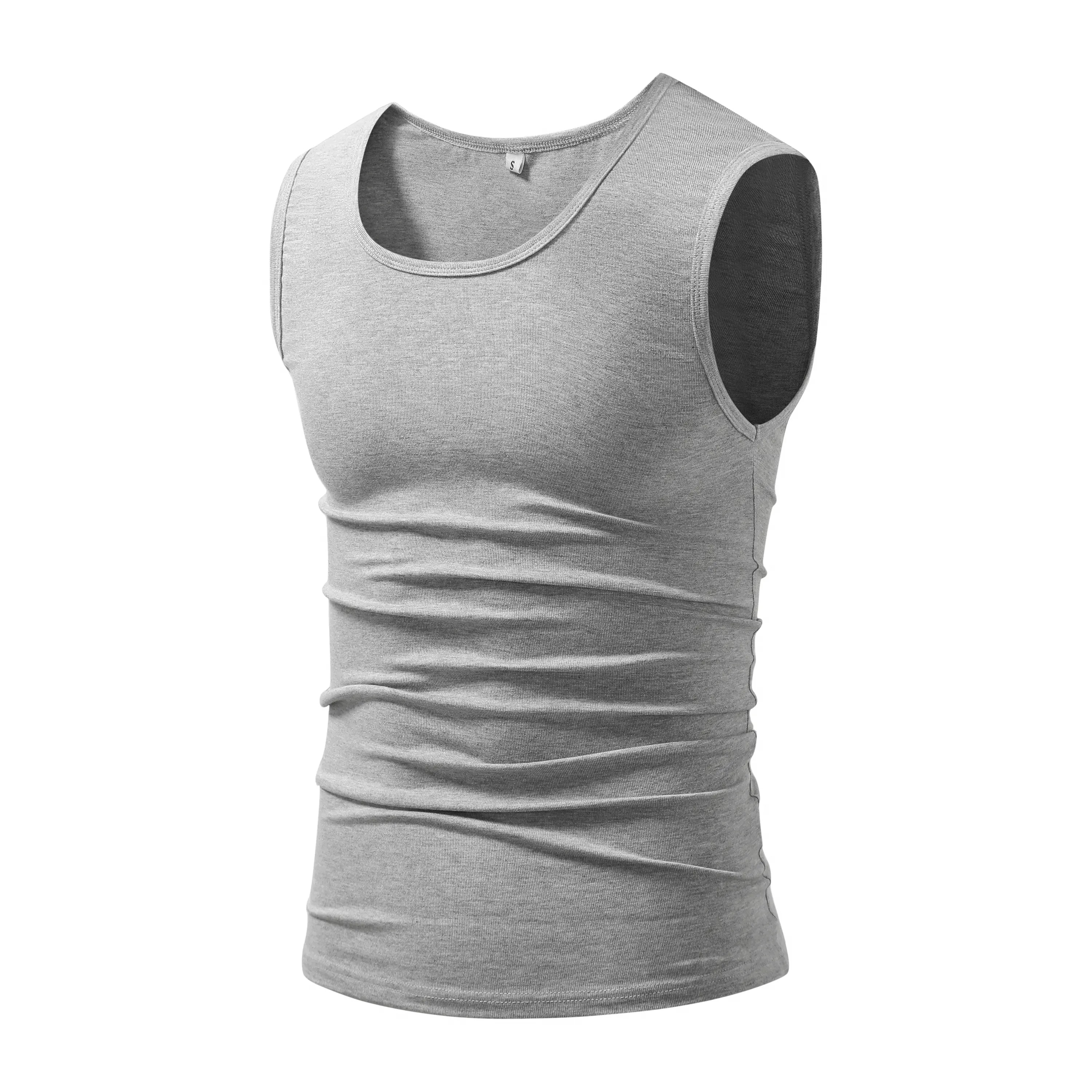 Men's Cotton Muscle Tank Tops, High Elastic Breathable Sleeveless Workout Sports Undershirt, Casual Summer Lifestyle Beater Tops