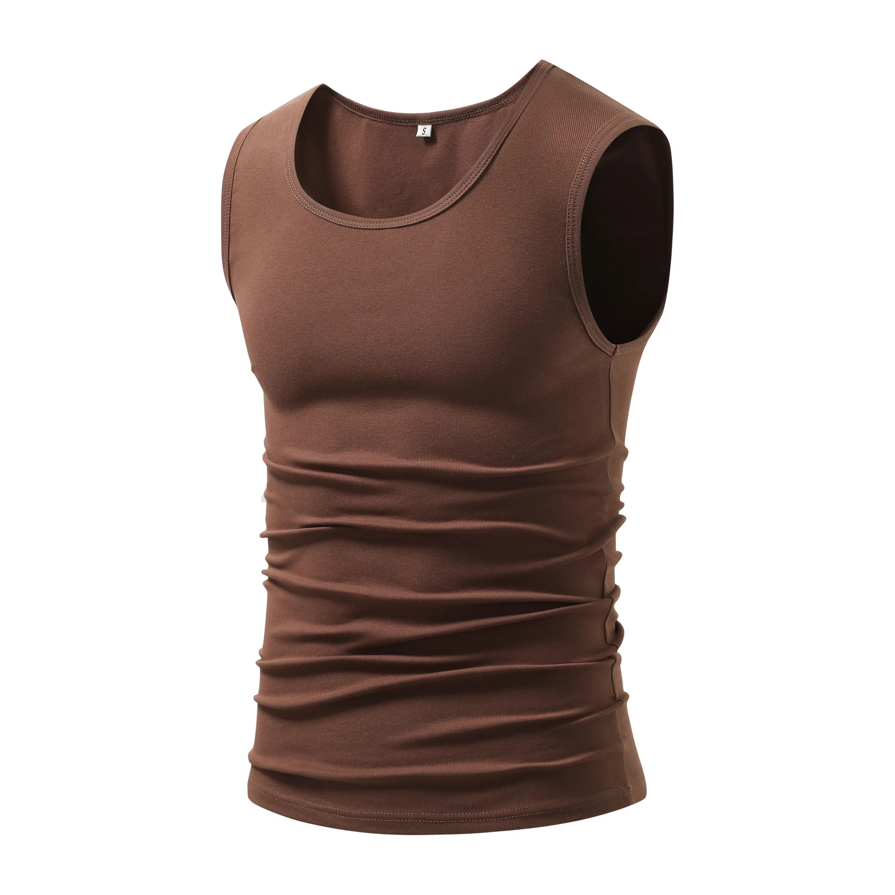 Men's Cotton Muscle Tank Tops, High Elastic Breathable Sleeveless Workout Sports Undershirt, Casual Summer Lifestyle Beater Tops