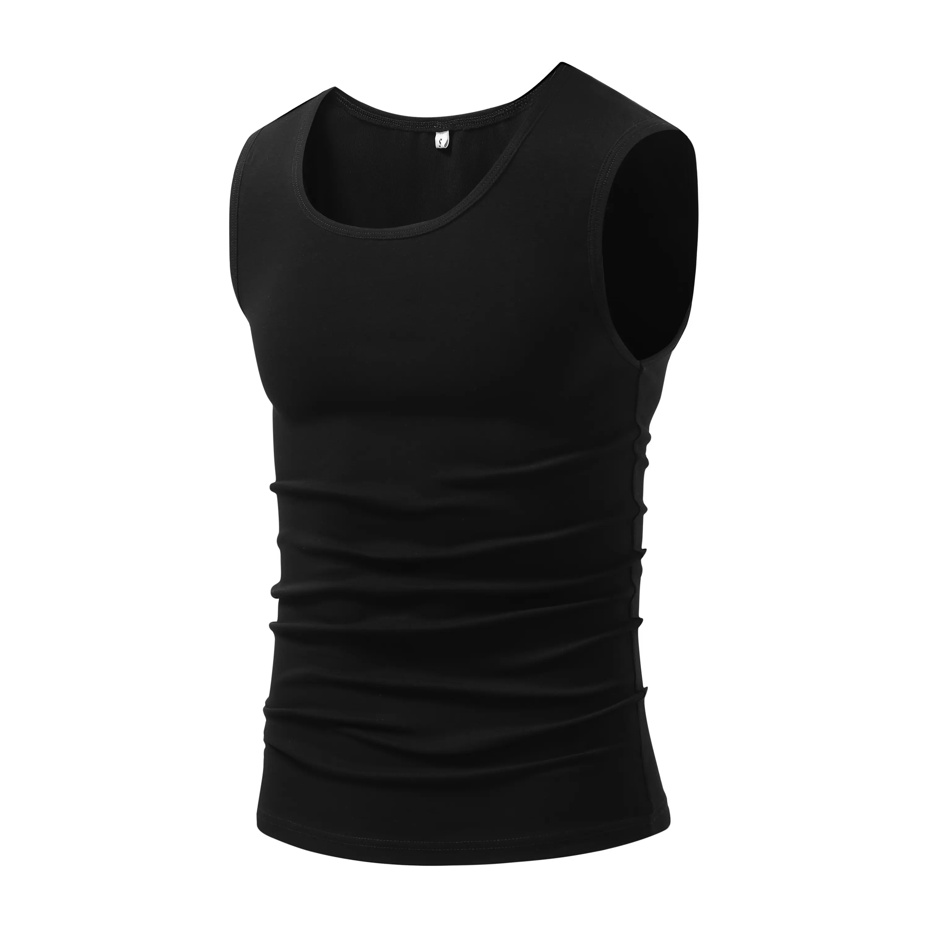 Men's Cotton Muscle Tank Tops, High Elastic Breathable Sleeveless Workout Sports Undershirt, Casual Summer Lifestyle Beater Tops