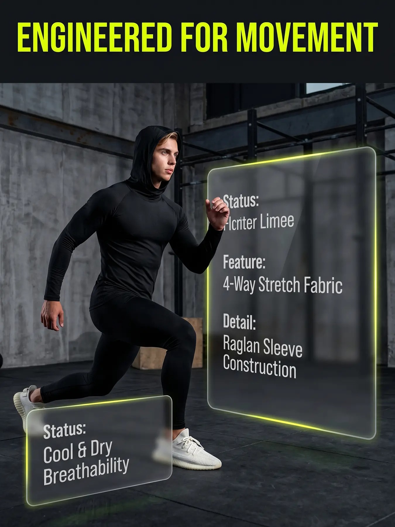 Men's Hooded Compression Shirts with Face Cover, UPF 50+ Quick Dry 4-Way Stretch Long Sleeve Tops, Multi-Occasion Outdoor Sports