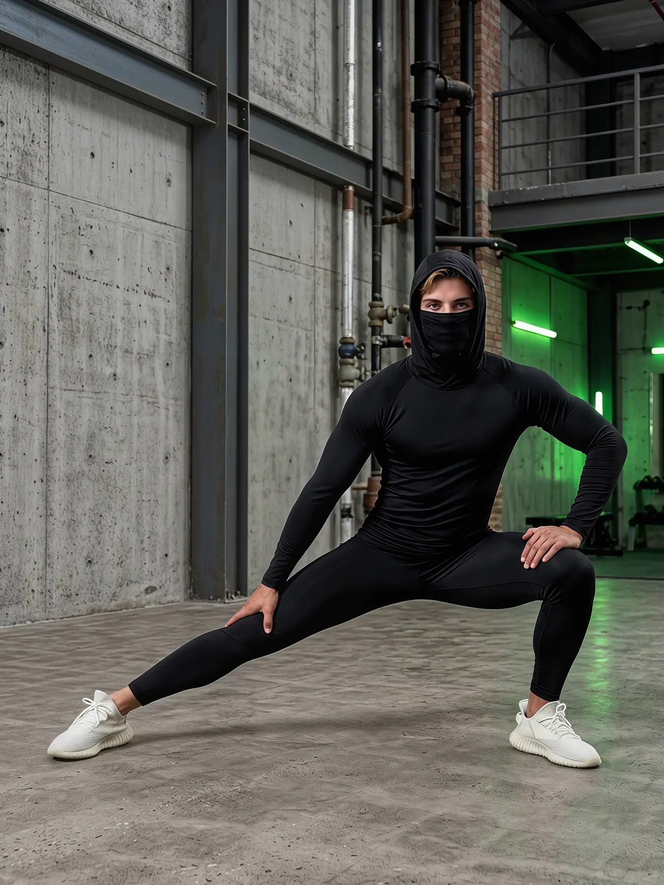 Men's Hooded Compression Shirts with Face Cover, UPF 50+ Quick Dry 4-Way Stretch Long Sleeve Tops, Multi-Occasion Outdoor Sports