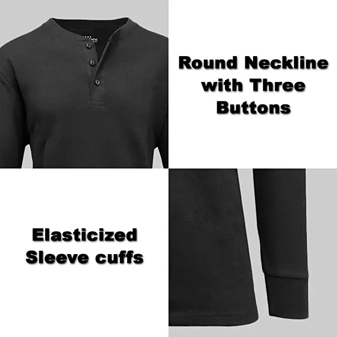 5-Pack Men's Waffle Knit Thermal Shirts, Classic Crew Neck &amp; Henley Long Sleeve Casual Stretch Warm Base Layer Tops