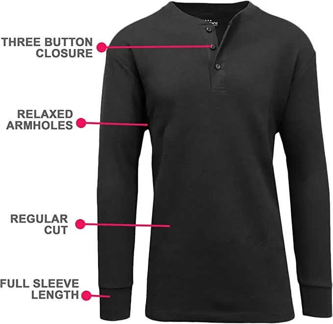 5-Pack Men's Waffle Knit Thermal Shirts, Classic Crew Neck &amp; Henley Long Sleeve Casual Stretch Warm Base Layer Tops