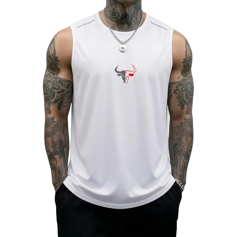 Men's Bull Graphic Muscle Tank Tops Breathable Polyester Sleeveless Athletic Vests
