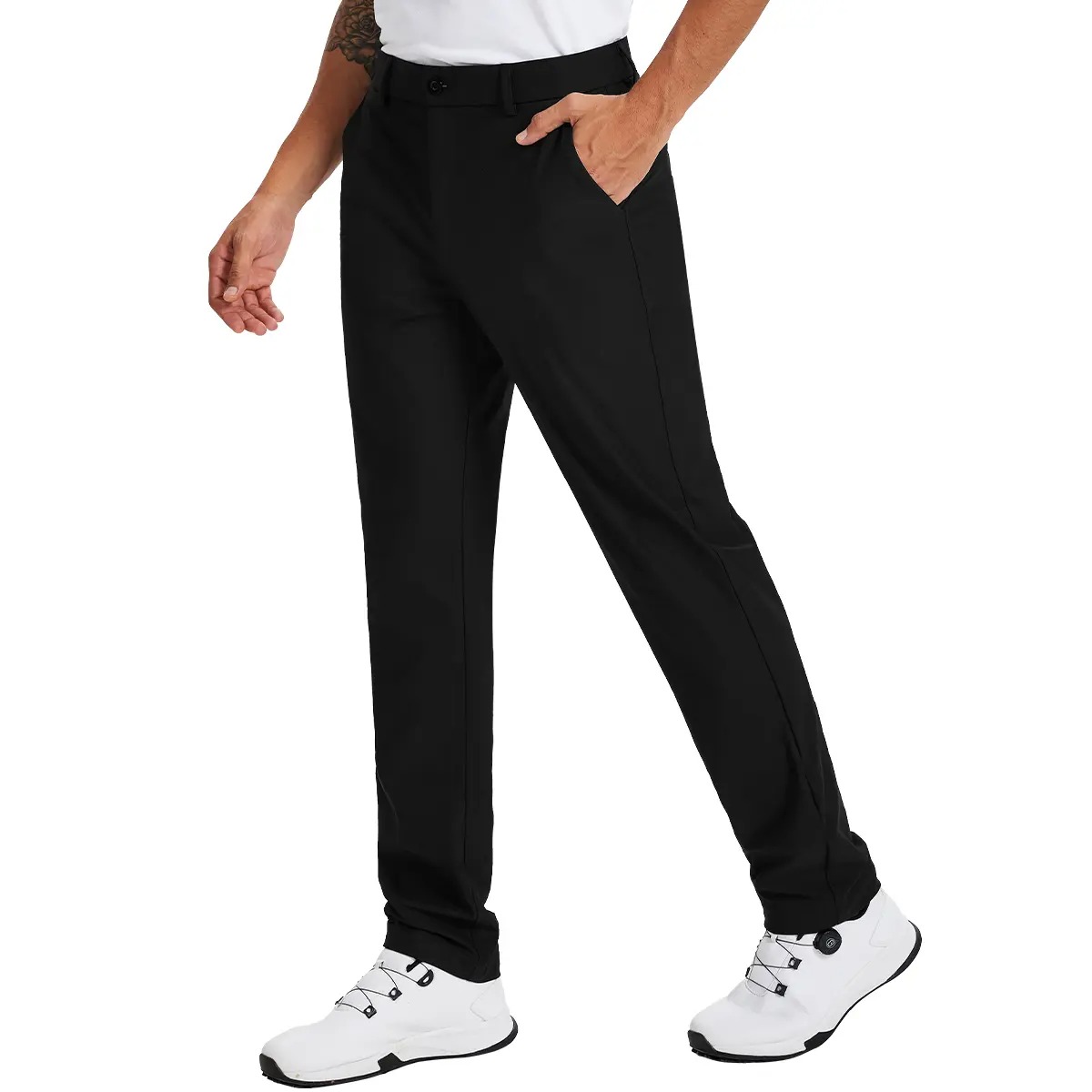 Men's Straight Fit Button Golf Pants Lightweight Quick Dry Stretch Business Casual Work Trousers