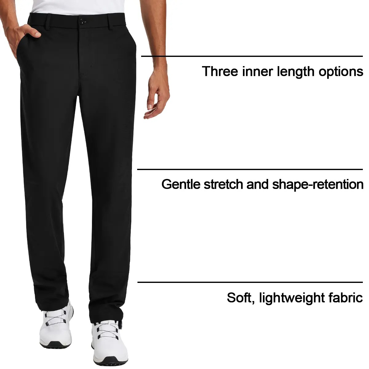 Men's Straight Fit Button Golf Pants Lightweight Quick Dry Stretch Business Casual Work Trousers