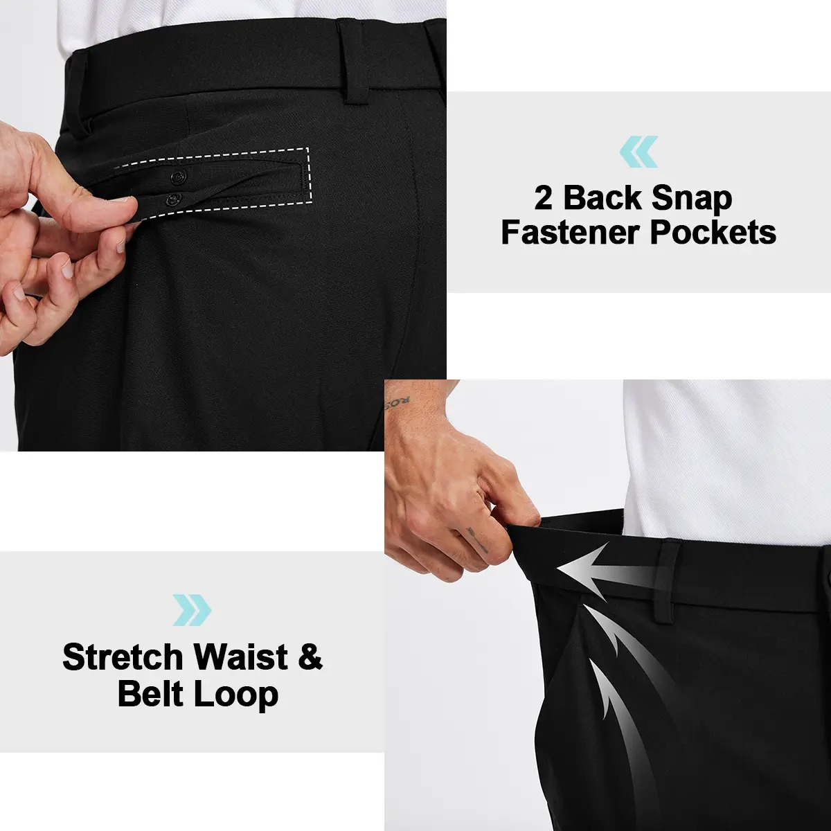 Men's Straight Fit Button Golf Pants Lightweight Quick Dry Stretch Business Casual Work Trousers