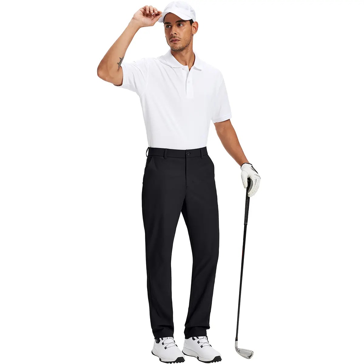 Men's Straight Fit Button Golf Pants Lightweight Quick Dry Stretch Business Casual Work Trousers