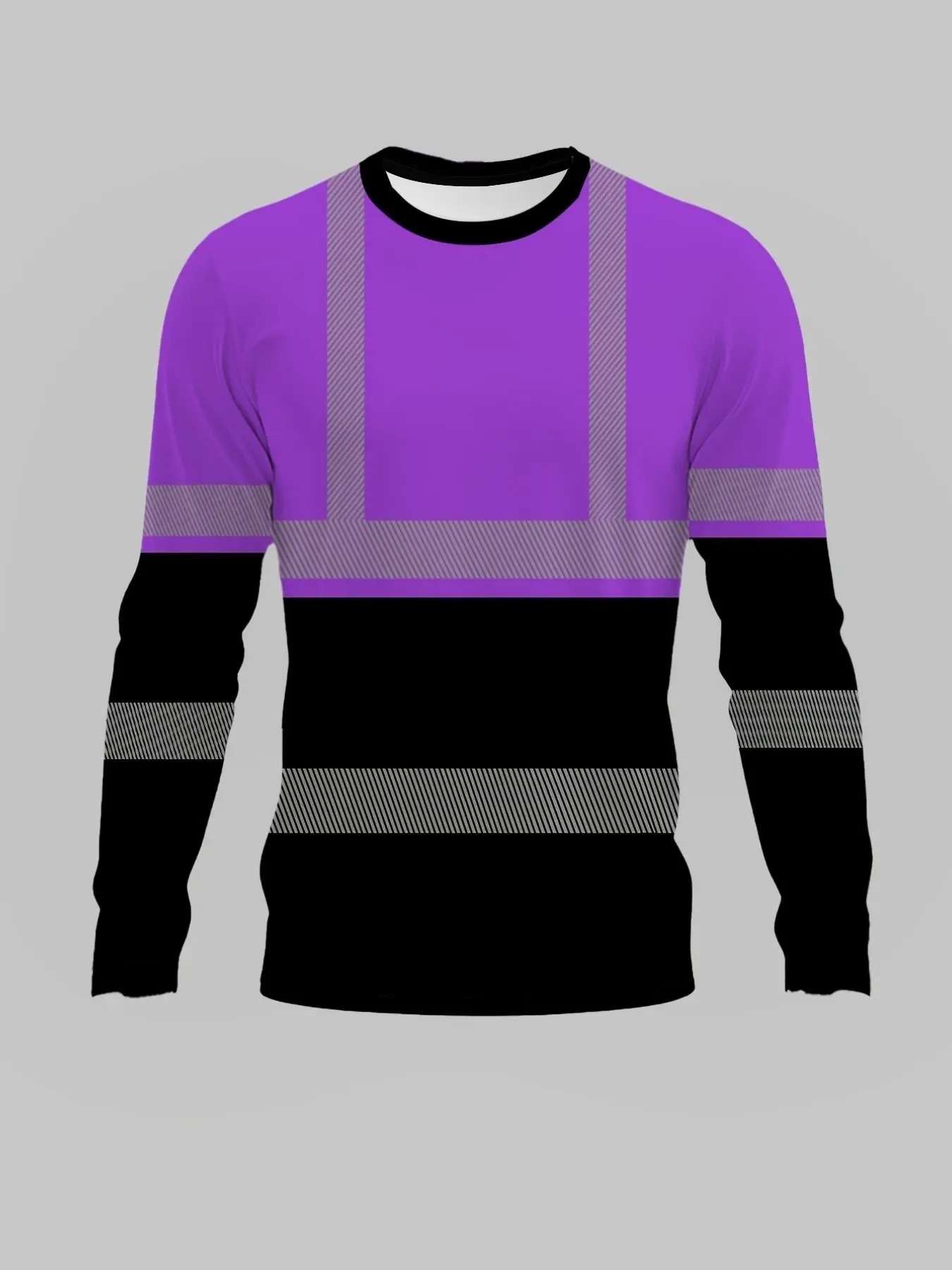 Men's Color Block Striped Long Sleeve T-Shirt Casual Streetwear Crew Neck Tops