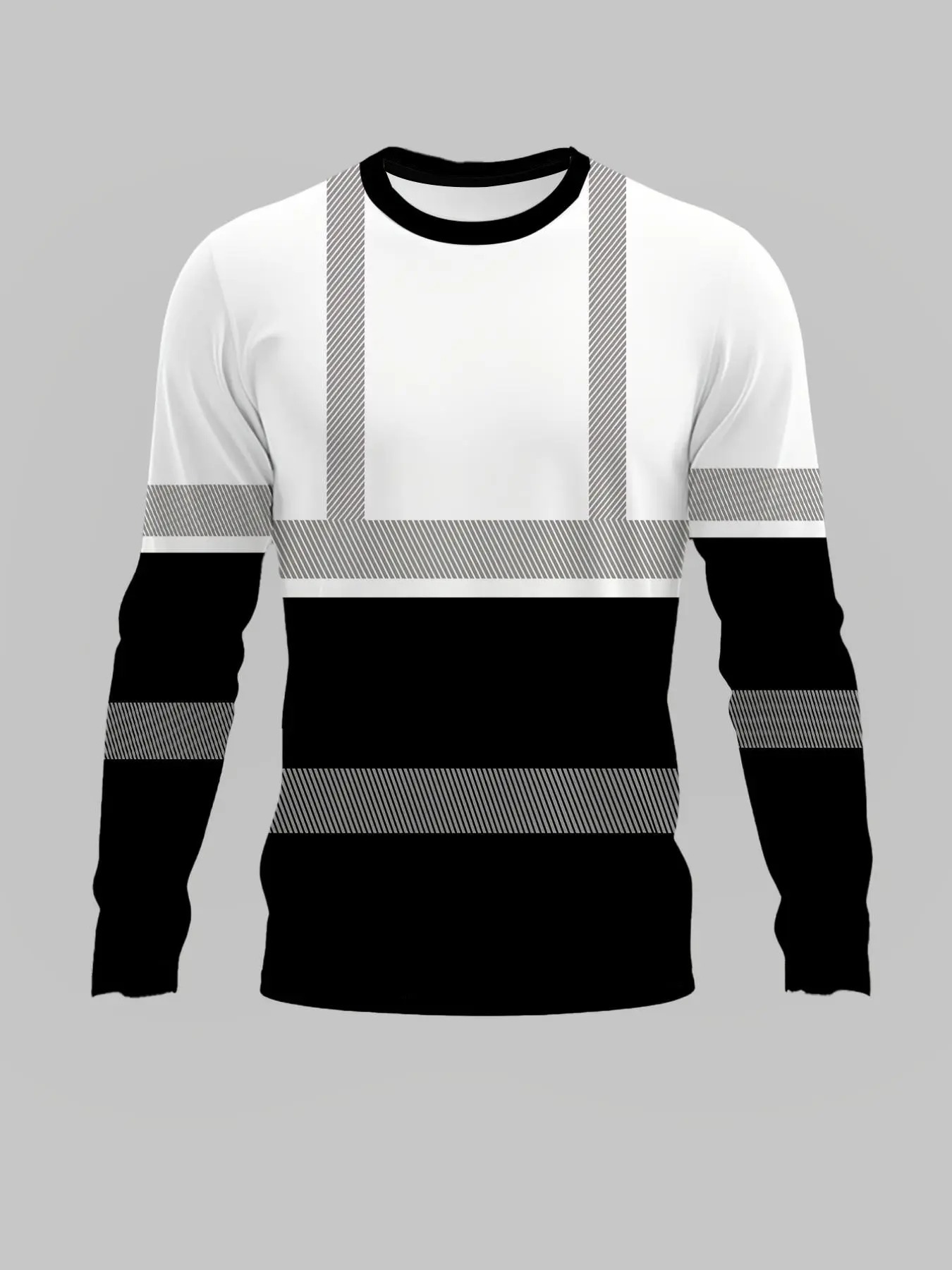 Men's Color Block Striped Long Sleeve T-Shirt Casual Streetwear Crew Neck Tops
