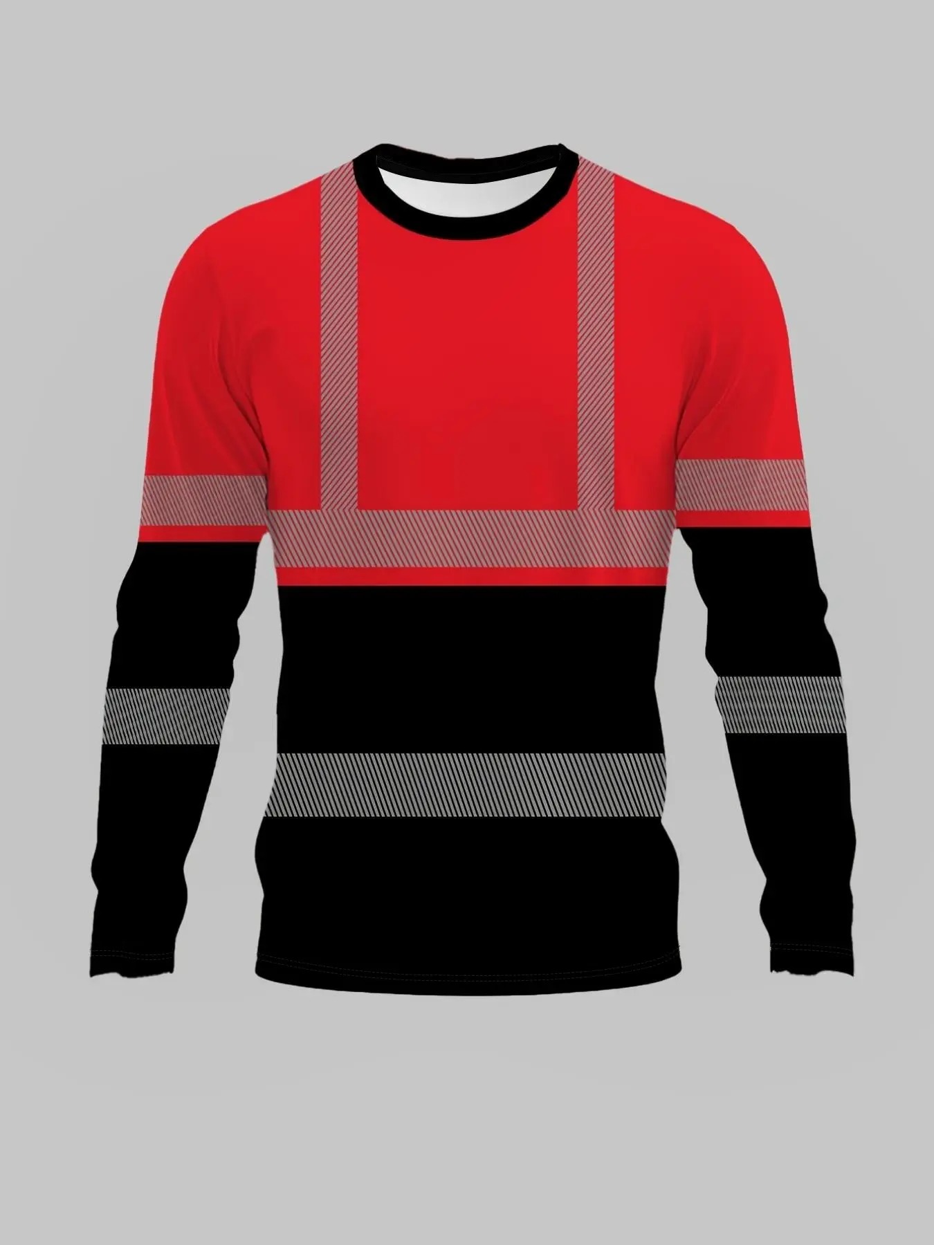 Men's Color Block Striped Long Sleeve T-Shirt Casual Streetwear Crew Neck Tops