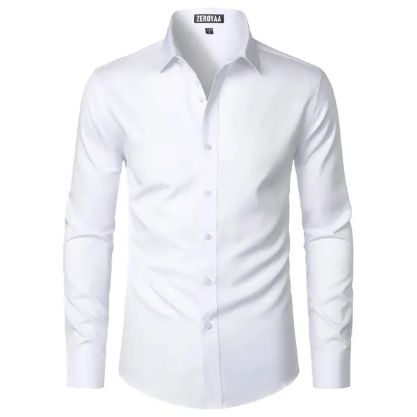 Men's Modern Slim Fit Satin Button‑Up Dress Shirt Wrinkle‑Free Smooth Long Sleeve Shirt