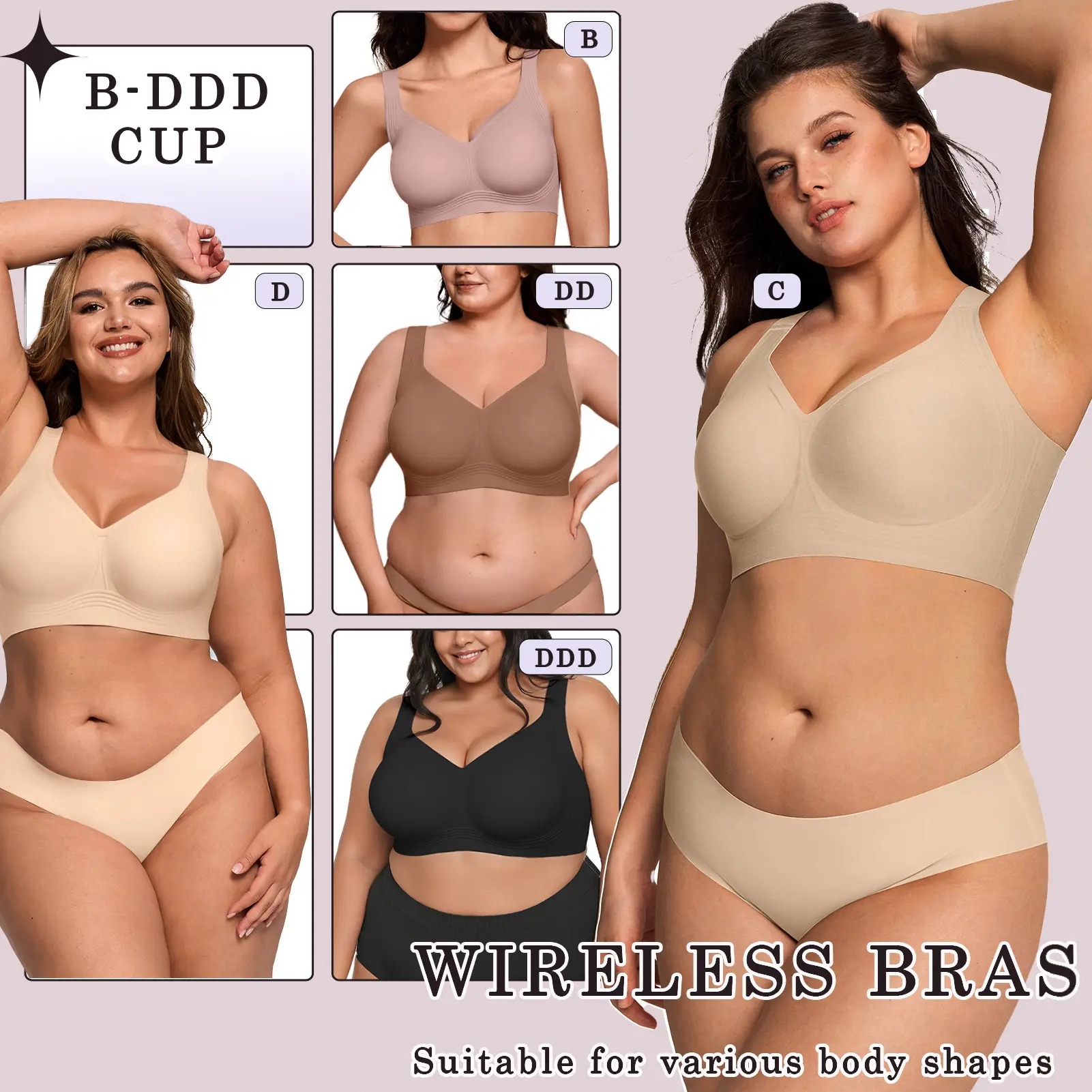 Women’s Classic Wireless T‑Shirt Jelly Bra, Full Coverage Smooth Support Bra for All‑Day Everyday Comfort