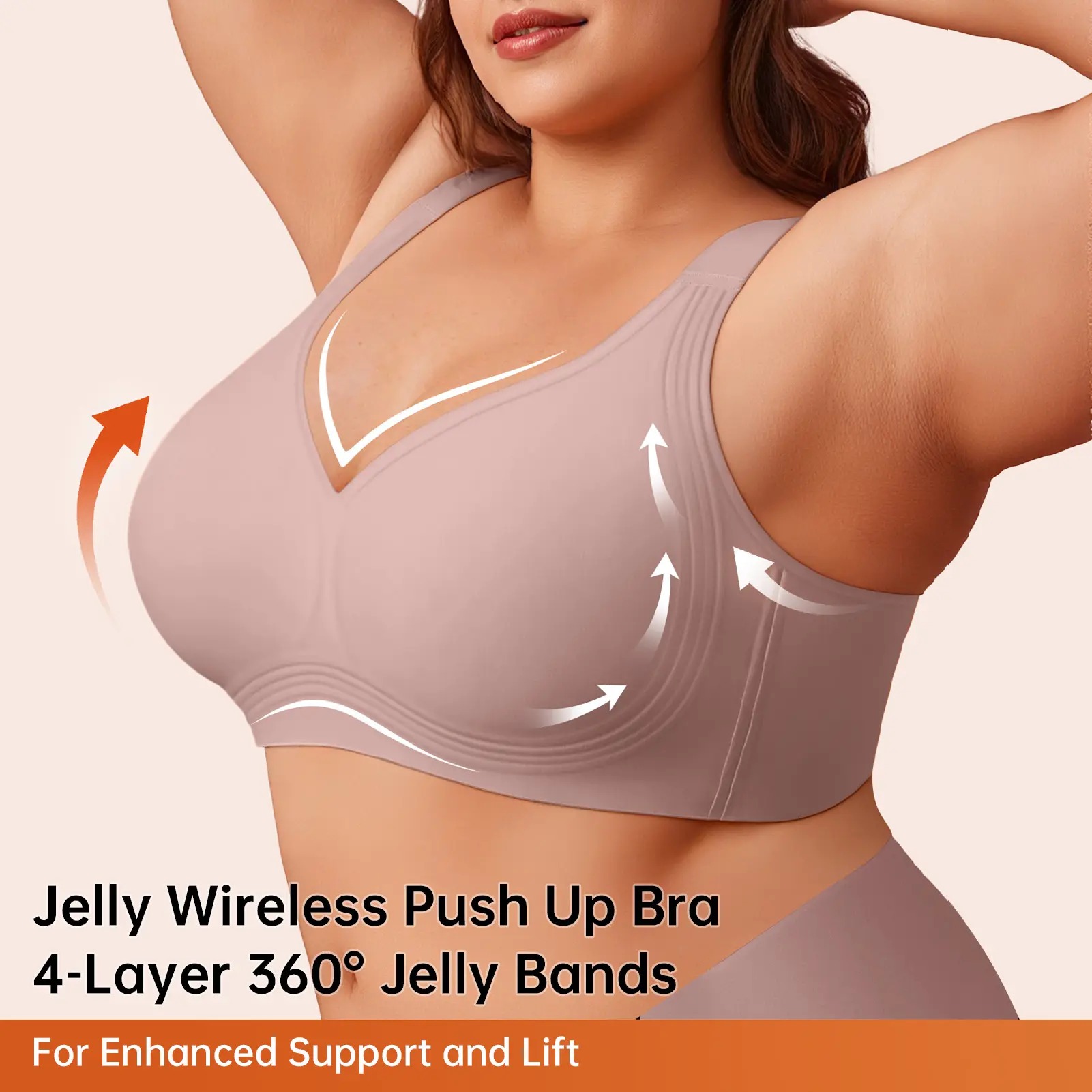 Women’s Classic Wireless T‑Shirt Jelly Bra, Full Coverage Smooth Support Bra for All‑Day Everyday Comfort