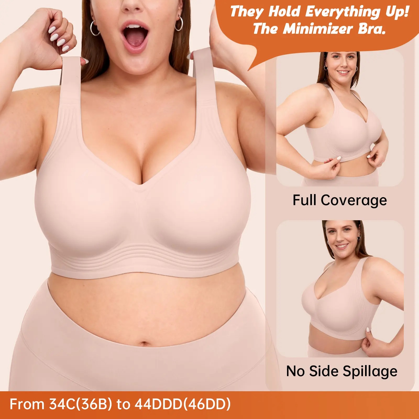 Women’s Classic Wireless T‑Shirt Jelly Bra, Full Coverage Smooth Support Bra for All‑Day Everyday Comfort