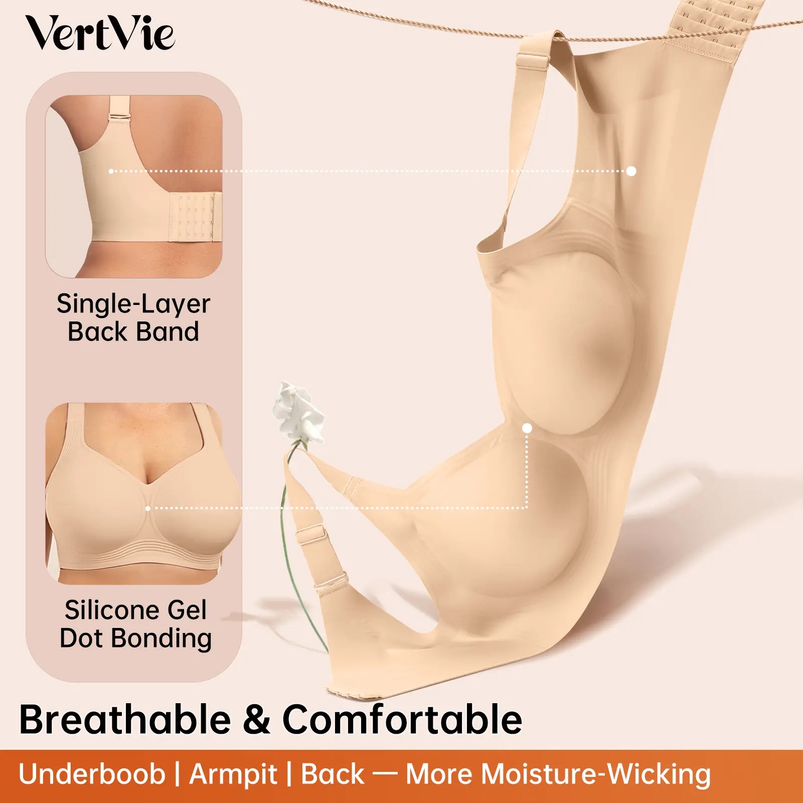Women’s Classic Wireless T‑Shirt Jelly Bra, Full Coverage Smooth Support Bra for All‑Day Everyday Comfort