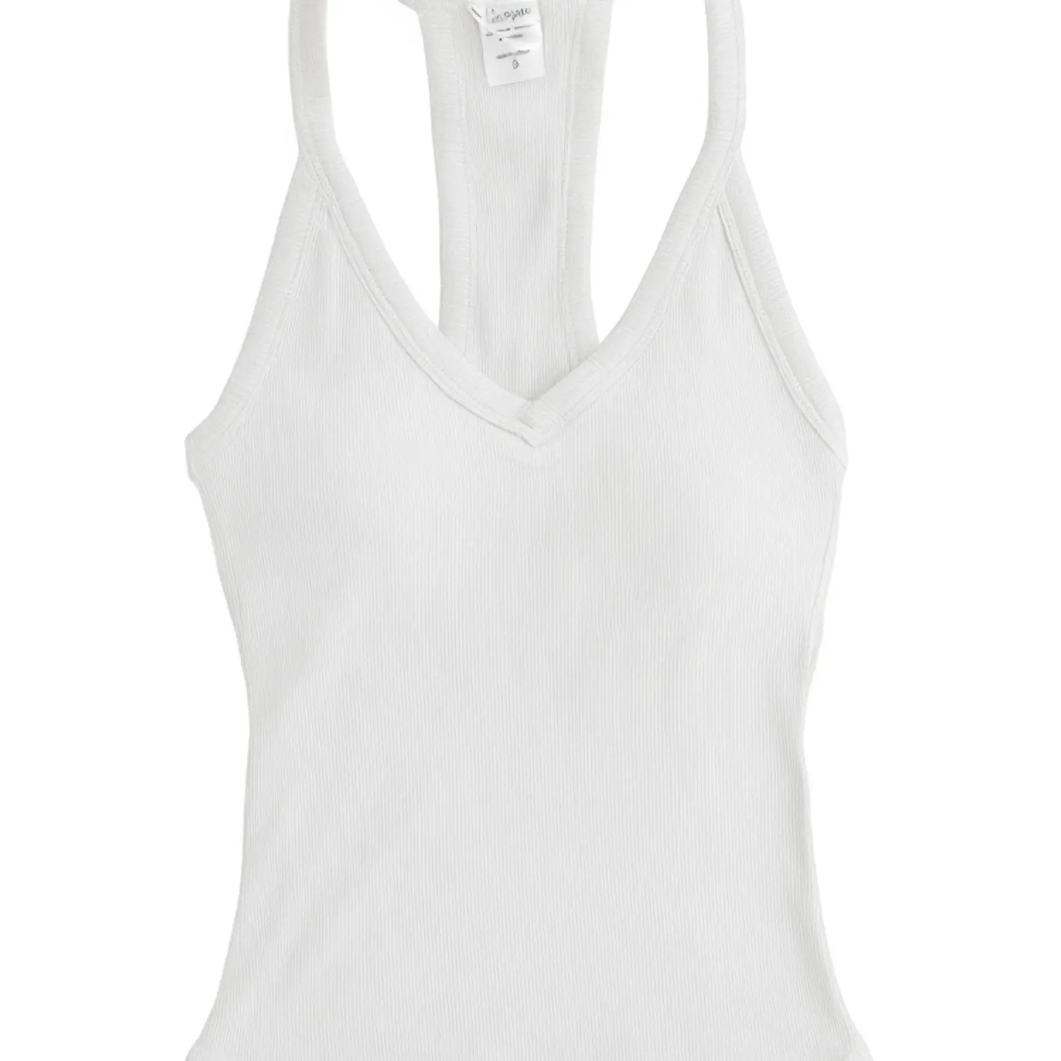 Women's V-Neck Ribbed Racerback Tank Top Fitted Longline Padded Athletic Casual Cami Top
