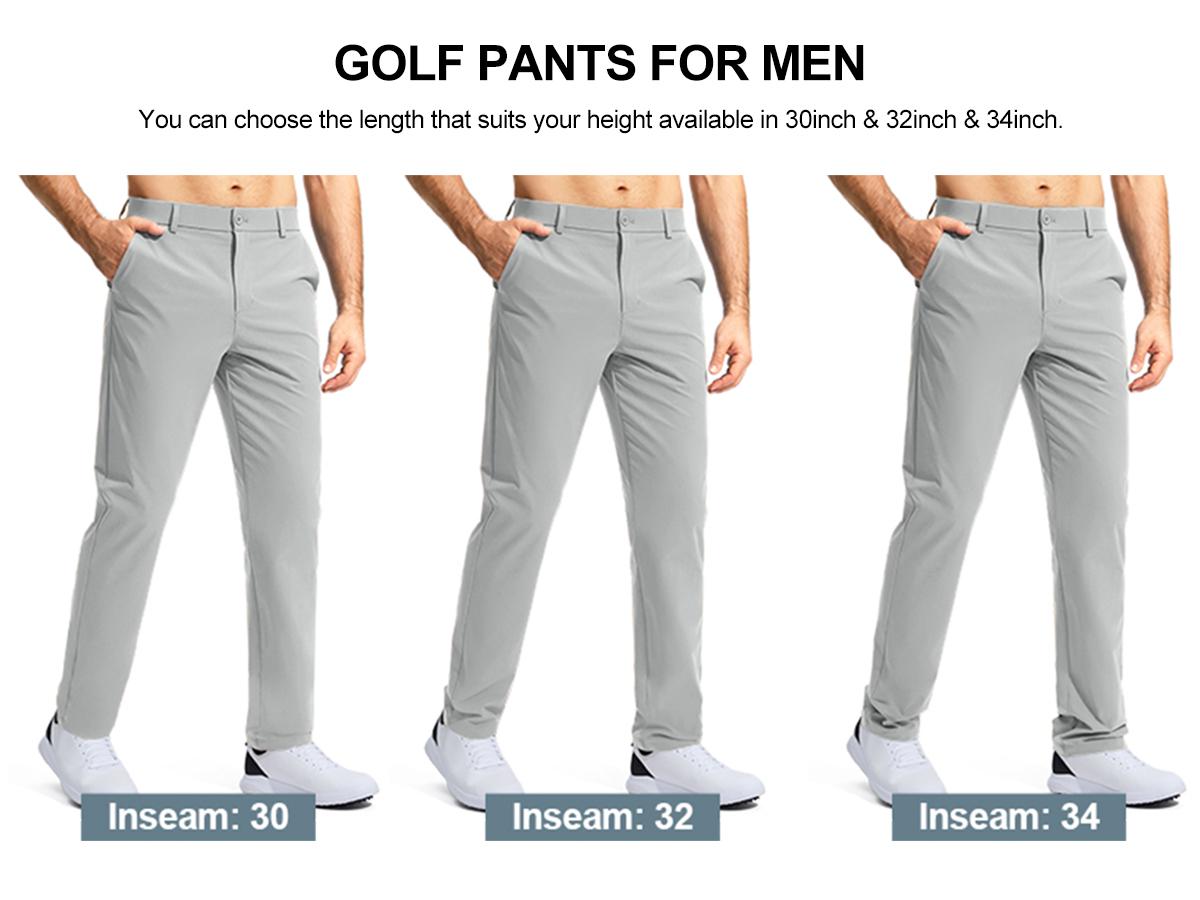 QPNGRP Men's Straight Button Golf Pants - Lightweight, Quick Dry, Anti-Slip, Stretch, Modest, Sporty Chic, Breathable, Polyester, 3D-Cutting, Buckle, 4 Pockets (30"/32"/34"), Engineered Business Class Dress Work Pants for Outdoors All Seasons
