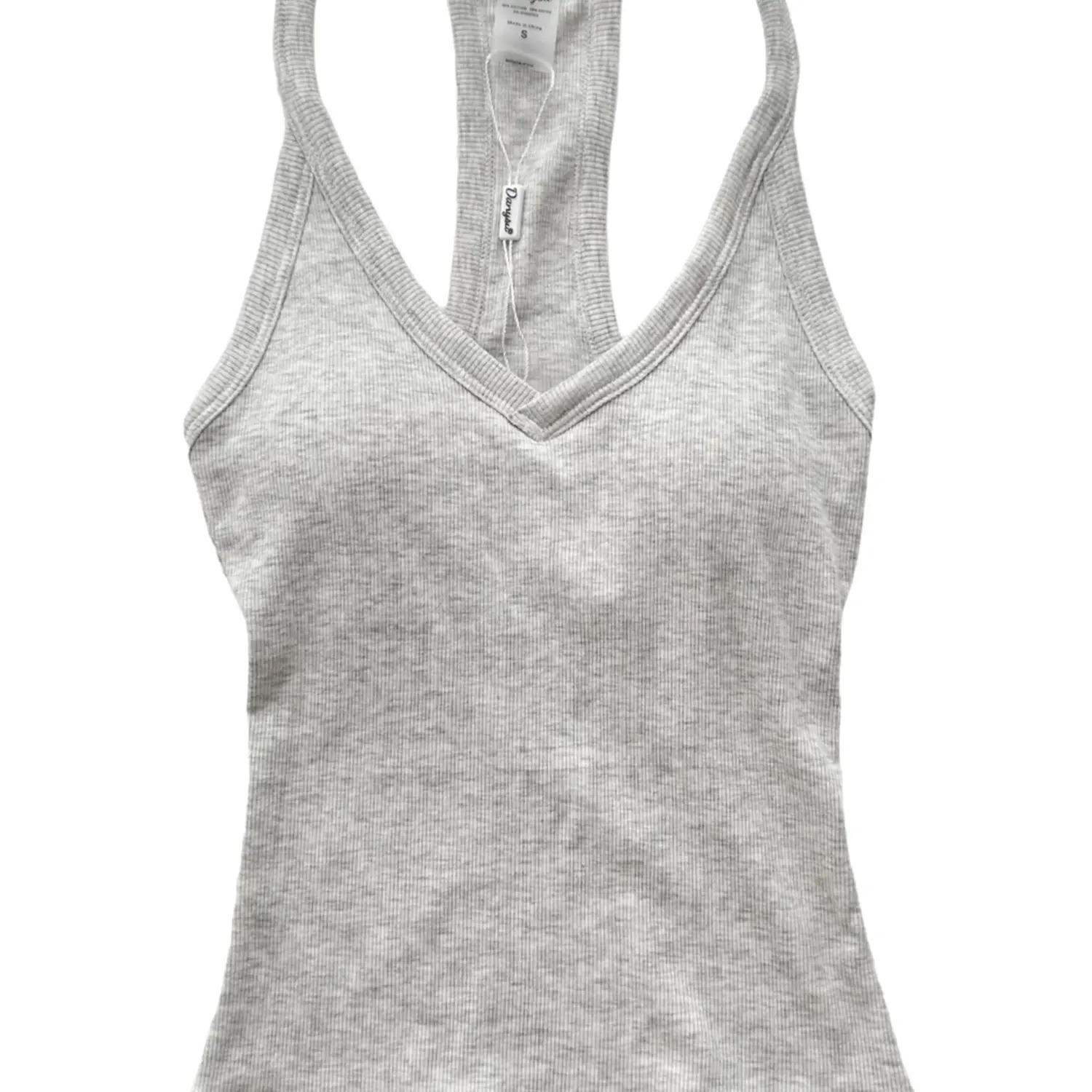 Women's V-Neck Ribbed Racerback Tank Top Fitted Longline Padded Athletic Casual Cami Top