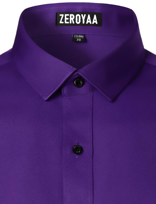 ZEROYAA Men's Long Sleeve Dress Shirt Modern Slim Fit Wrinkle-Free Casual Business Button Up Shirts Elegant Smooth Satin Finish Menswear,back to school,back to school shopping ZEROYAA Men's Long Sleeve Dress Shirt Modern Slim Fit Wrinkle-Free Casual Business Button Up Shirts Elegant Smooth Satin Finish Menswear,back to school,back to school shopping