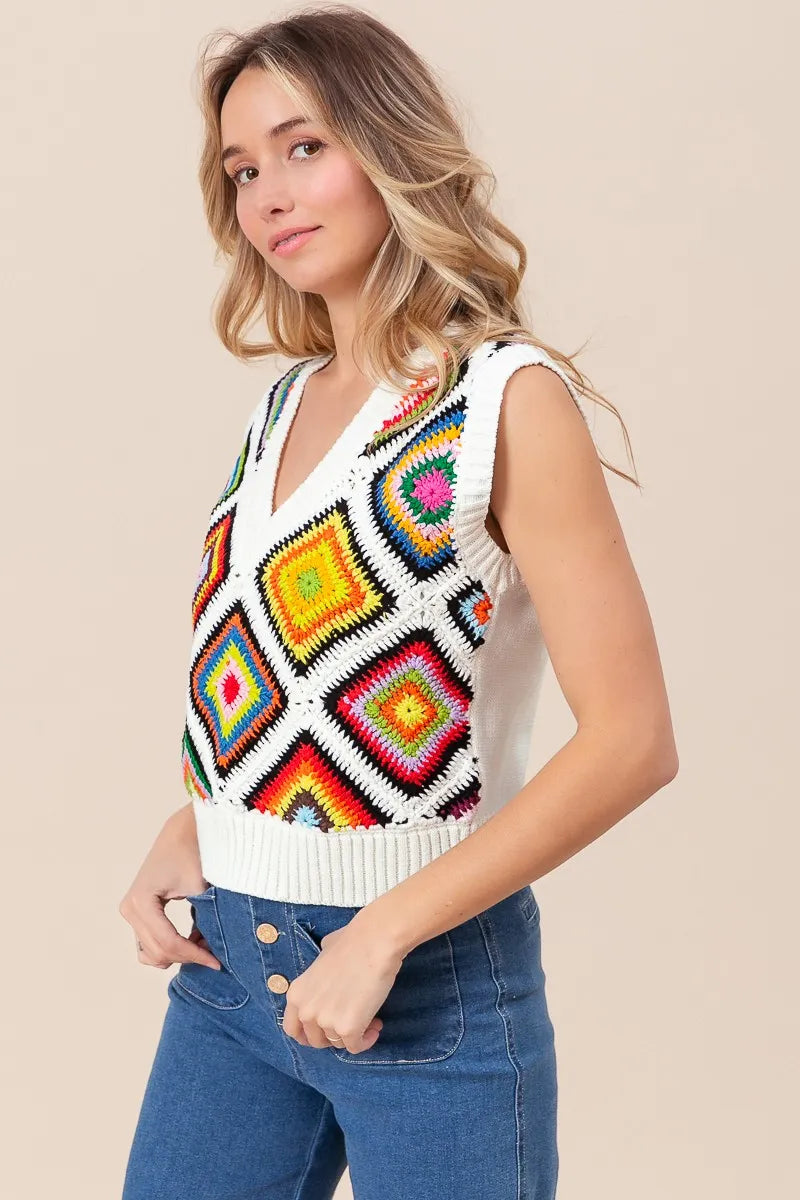 Diamond Granny Square Sweater Vest
