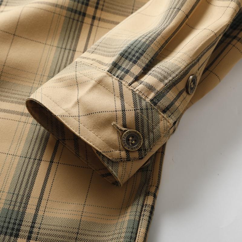 Men&rsquo;s Turn-Down Collar Plaid Long-Sleeve Shirt, Button-Front, Comfortable Breathable Fabric, Suitable for Spring-Autumn Everyday Wear, Commuting, Light Business Occasions