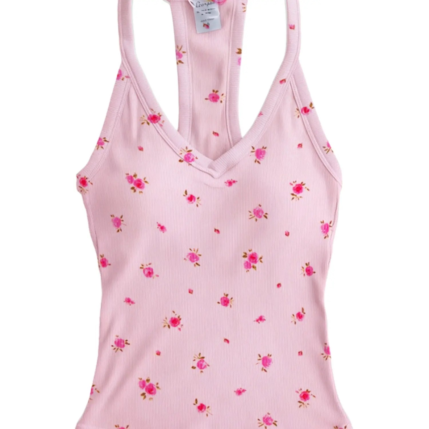 Women's V-Neck Ribbed Racerback Tank Top Fitted Longline Padded Athletic Casual Cami Top
