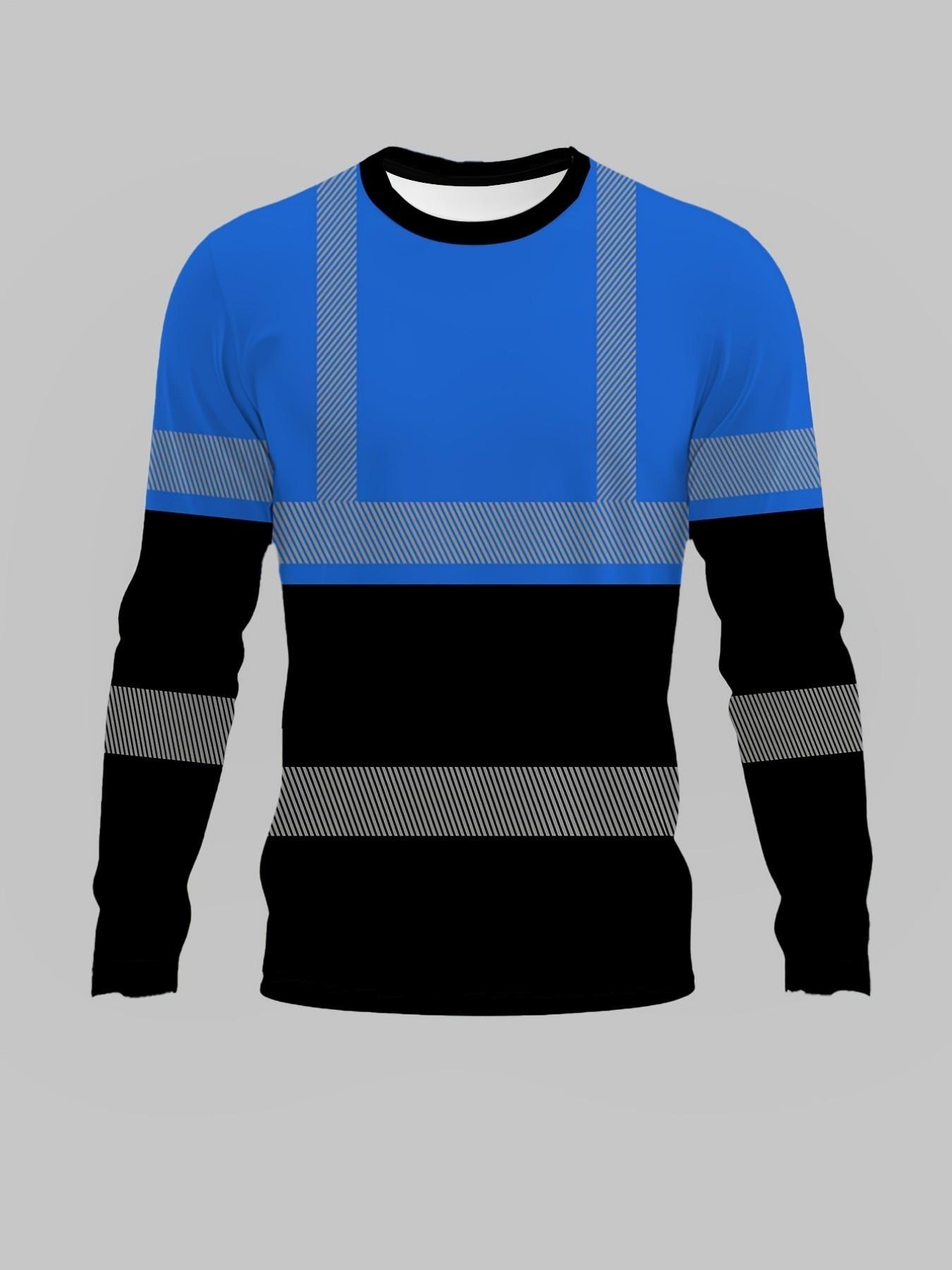 Men's Long Sleeve T-Shirt, Casual Style Tee, Menswear, Tops, Colorful Block-Striped, Multi-Color Options, Personalized Practical Style, Spring & Fall Fashion, Streetwear
