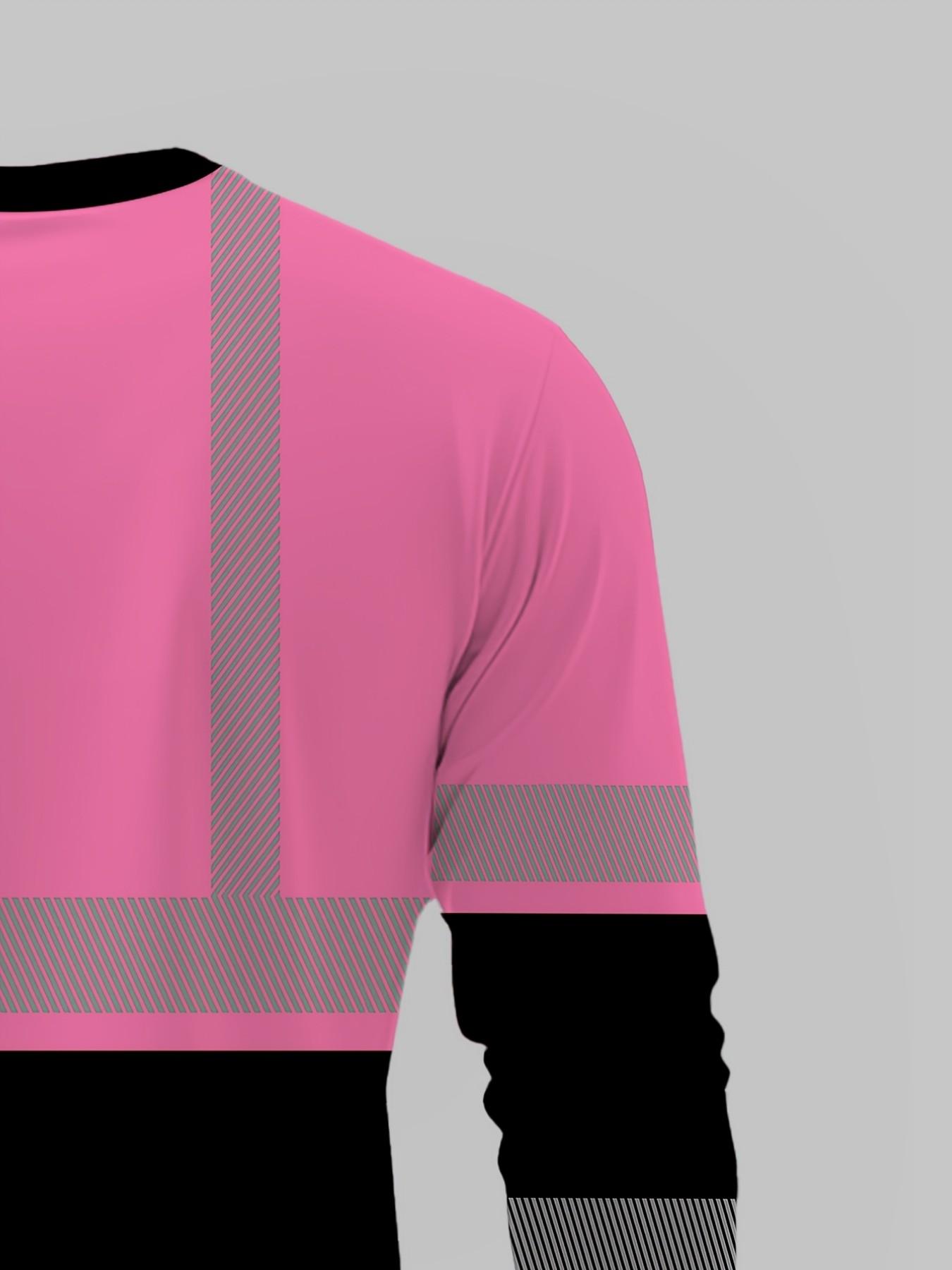 Men's Long Sleeve T-Shirt, Casual Style Tee, Menswear, Tops, Colorful Block-Striped, Multi-Color Options, Personalized Practical Style, Spring & Fall Fashion, Streetwear