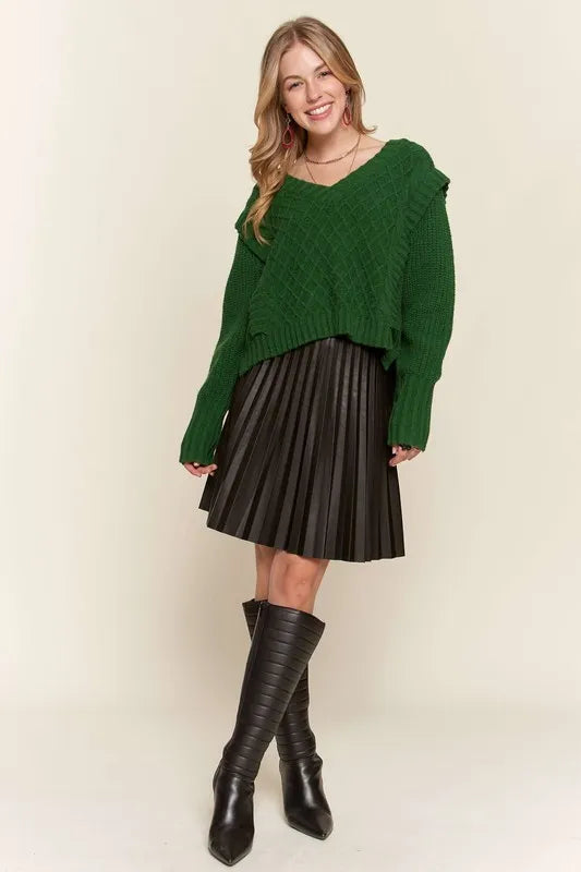 Ruffle Detail Adorable Sweater