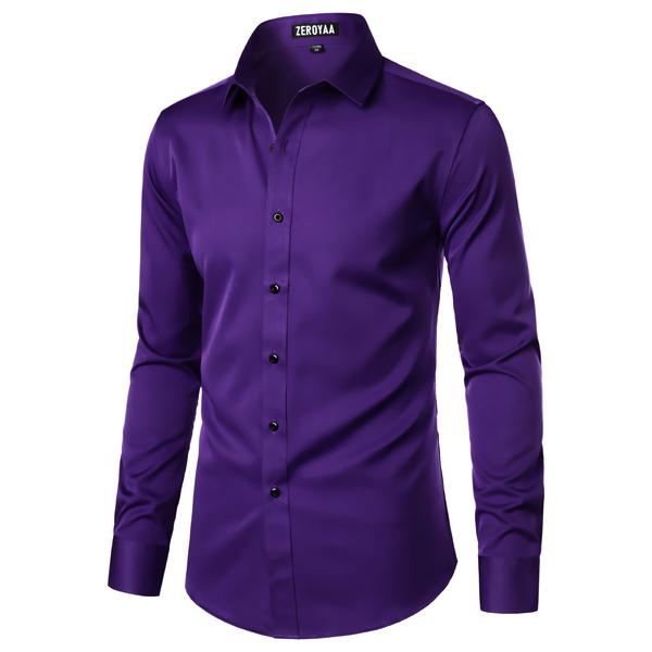 ZEROYAA Men's Long Sleeve Dress Shirt Modern Slim Fit Wrinkle-Free Casual Business Button Up Shirts Elegant Smooth Satin Finish Menswear,back to school,back to school shopping ZEROYAA Men's Long Sleeve Dress Shirt Modern Slim Fit Wrinkle-Free Casual Business Button Up Shirts Elegant Smooth Satin Finish Menswear,back to school,back to school shopping