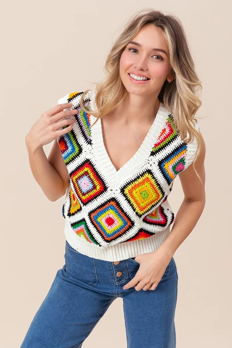 Diamond Granny Square Sweater Vest