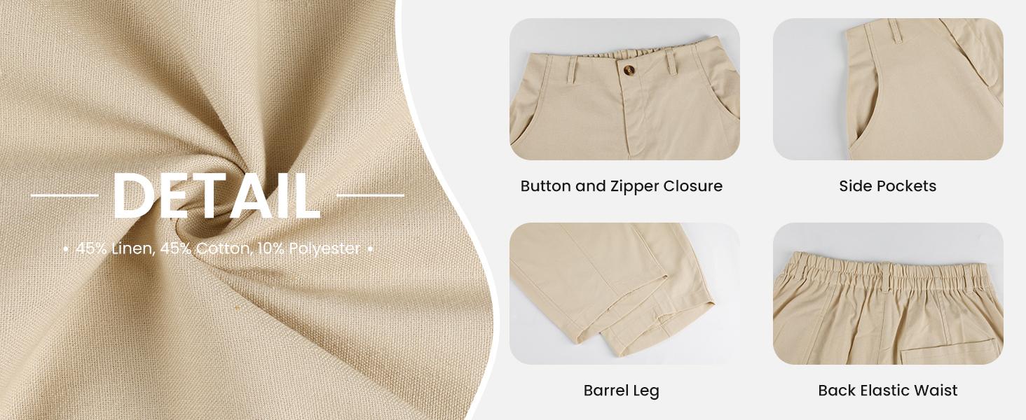 Tanming Women's Casual Baggy Linen Blend Pants, High Waisted Pull On Wide Leg Style with Pockets for Summer, Bottom, Cotton, Zip Tanming Women's Casual Baggy Linen Blend Pants, High Waisted Pull On Wide Leg Style with Pockets for Summer, Bottom, Cotton, Zip