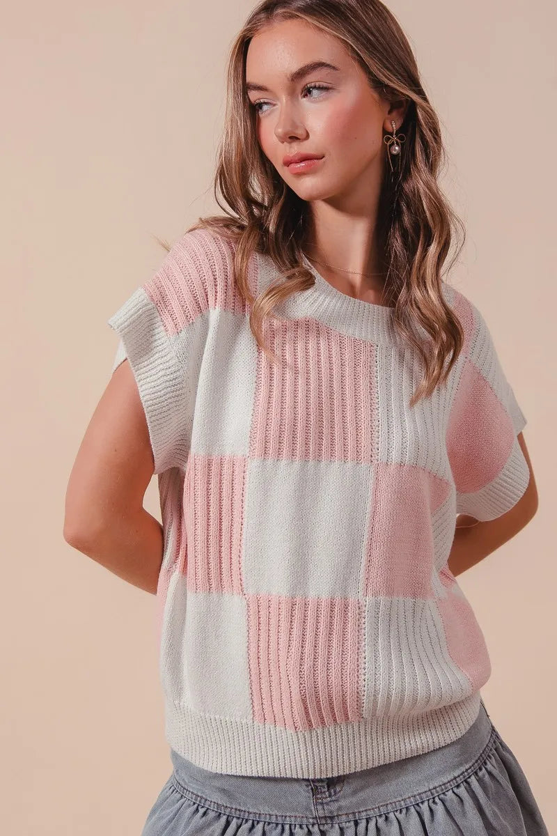 Check Plaid Casual Sweater Top