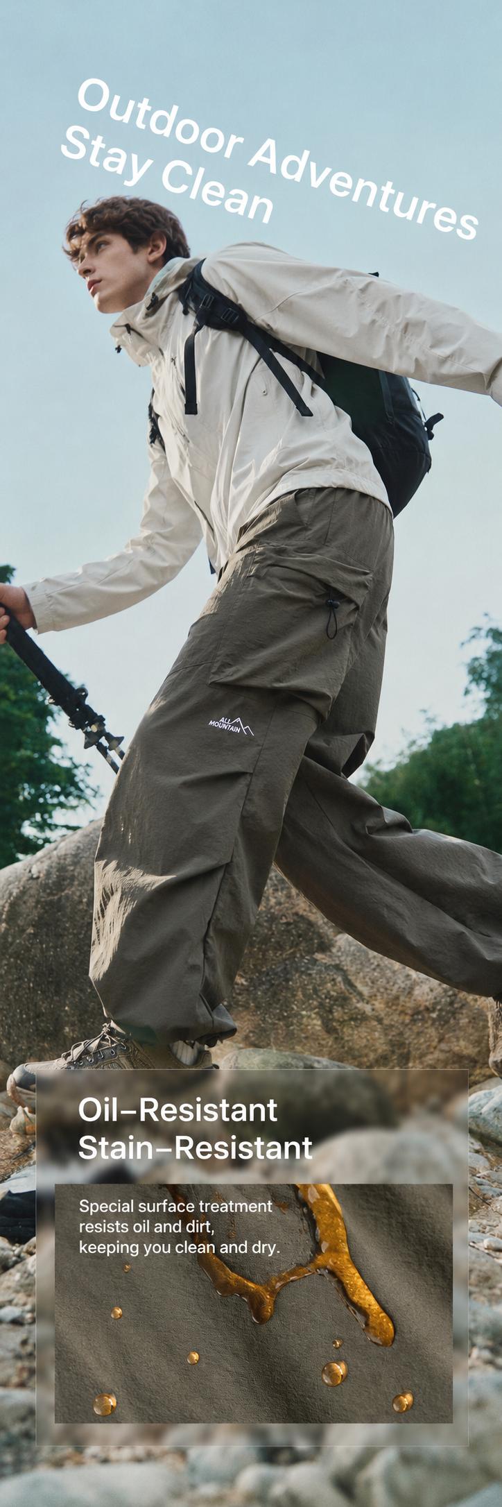 【CREATORS PICK】CAONAT Black Loose-Fit Baggy Cargo Pants for Men, Lightweight Water-Resistant Parachute Trousers with Elastic Waist and Pockets for Gorpcore Streetwear, Fashion Apparel, Mens Clothing, Baggy Pants,  Machine Washable, Baggy Cut, Hip-Hop