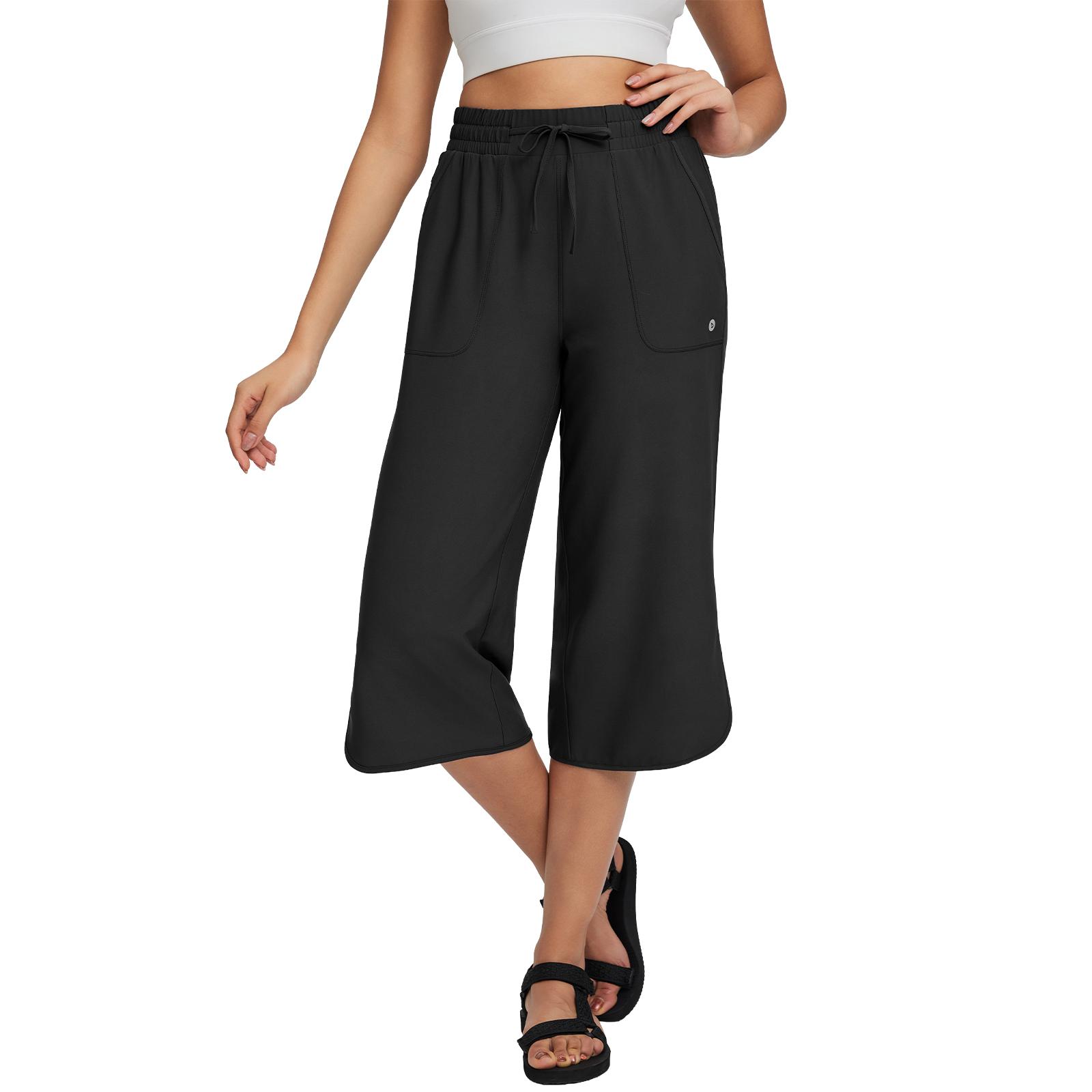BALEAF Women's 20" Wide Leg Capri Pants High Waisted Tummy Control Casual Lounge Pants with Deep Pockets Quick Dry Lightweight Breathable UPF 50+ Sun Protection for Travel Teacher Everyday Walking Vacation Commuting Outdoor Summer Active Wear BALEAF Women's 20" Wide Leg Capri Pants High Waisted Tummy Control Casual Lounge Pants with Deep Pockets Quick Dry Lightweight Breathable UPF 50+ Sun Protection for Travel Teacher Everyday Walking Vacation Commuting Outdoor Summer Active Wear