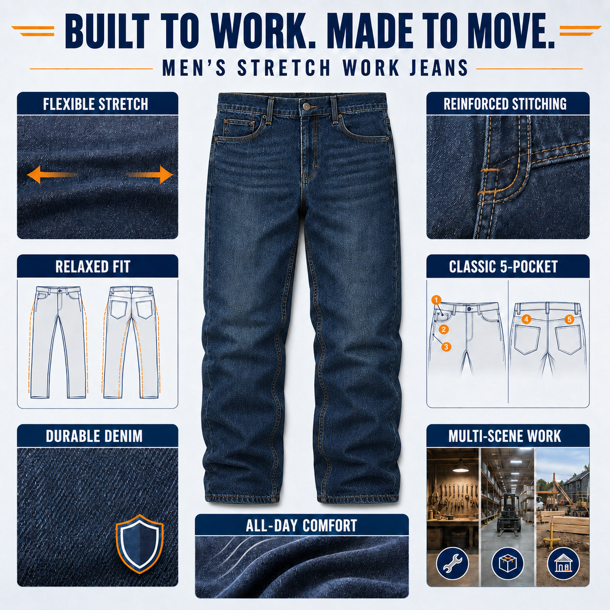 Men's Comfort Flex Waist Relaxed Fit Jean