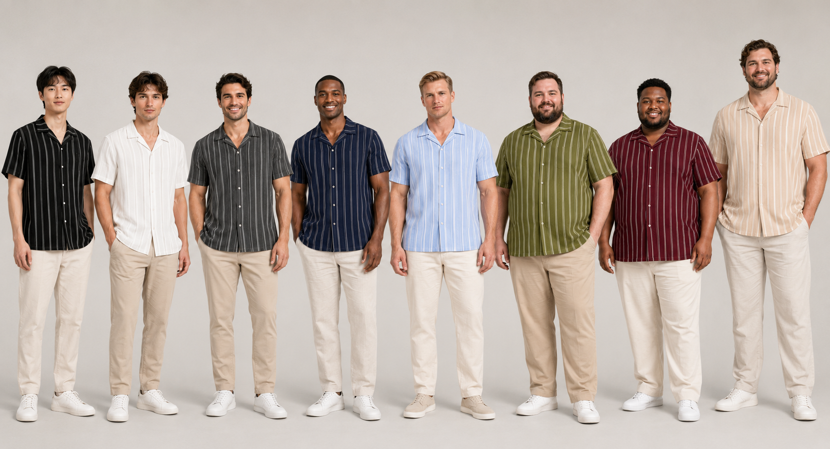 Men's Striped Summer Camp-Collar Shirts Multi-Pack